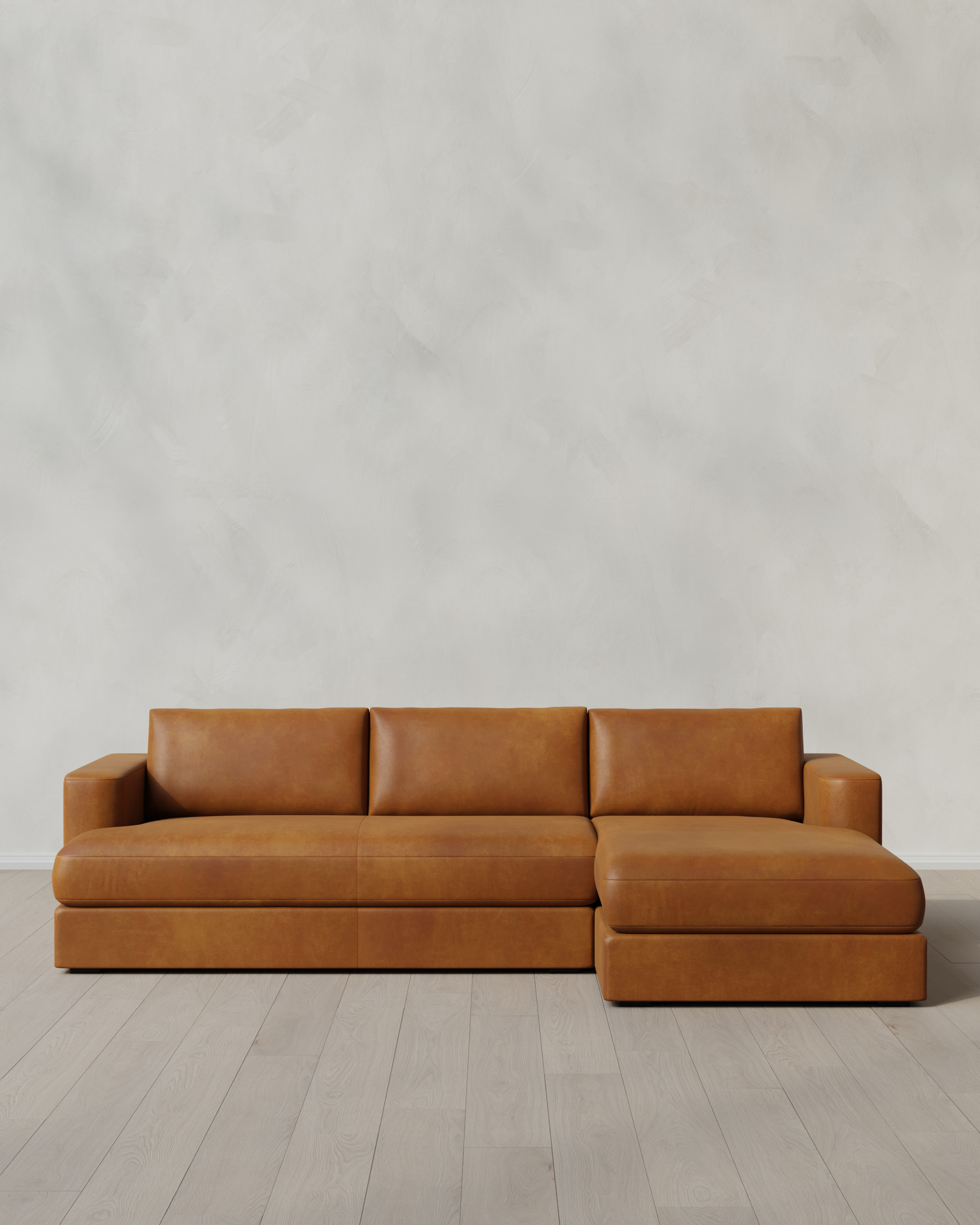 Sierra Signature Leather Right Arm Chaise Sectional Aubum