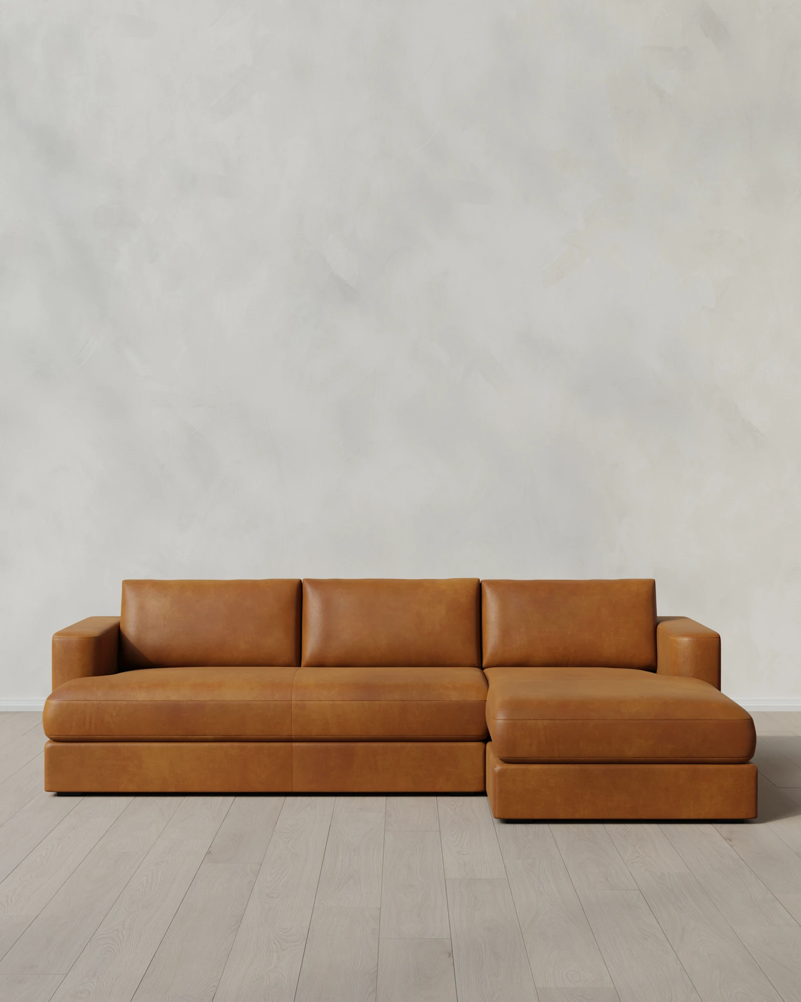 Sierra Leather Curved Arm Chaise Sectional