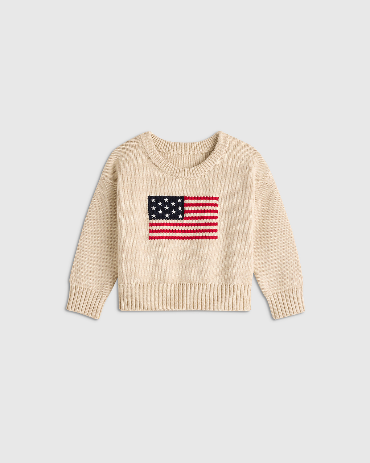 Speckled Beige Kids 100% Organic Cotton Flag Sweater