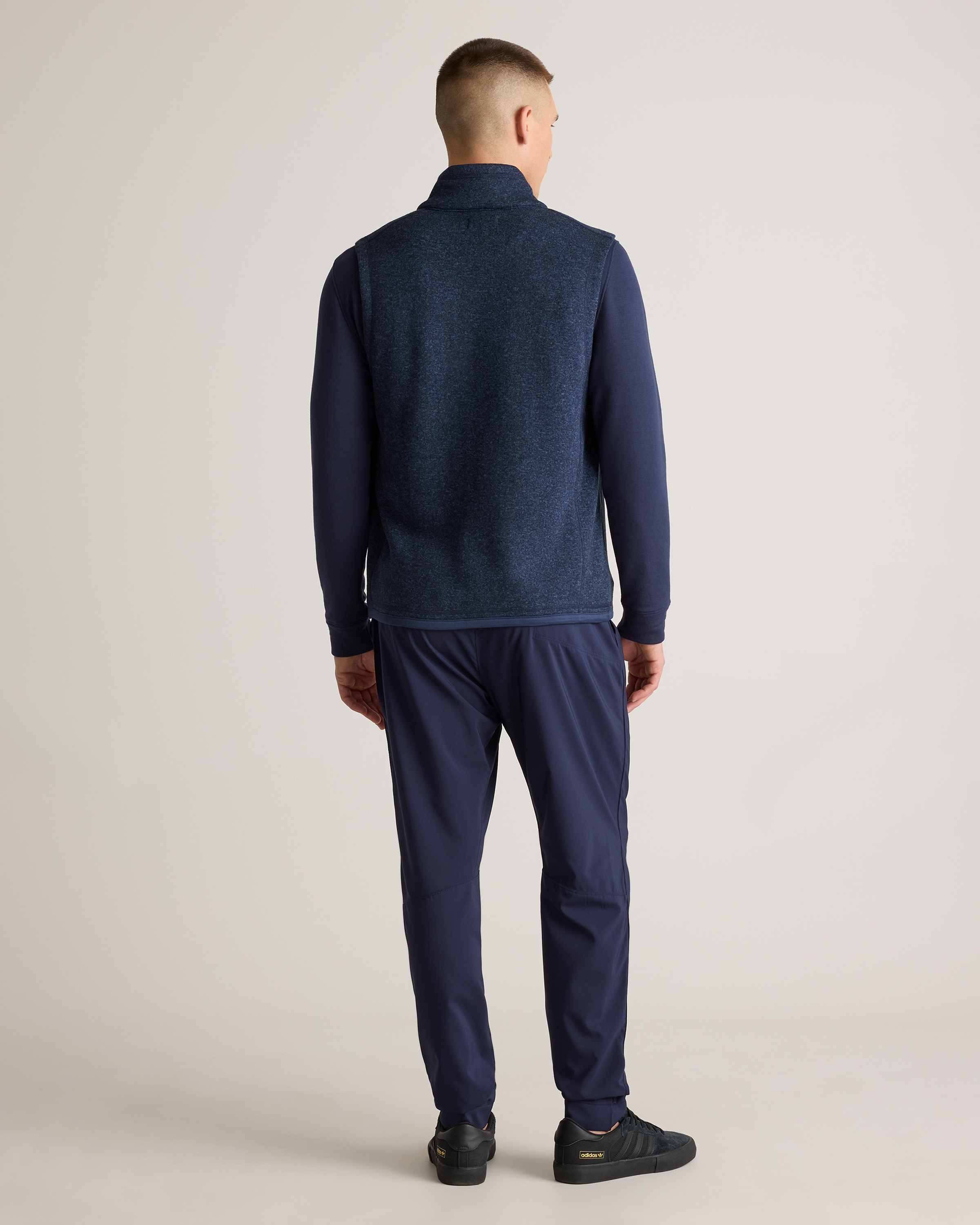 Sweater-Knit Fleece Full-Zip Vest in Navy