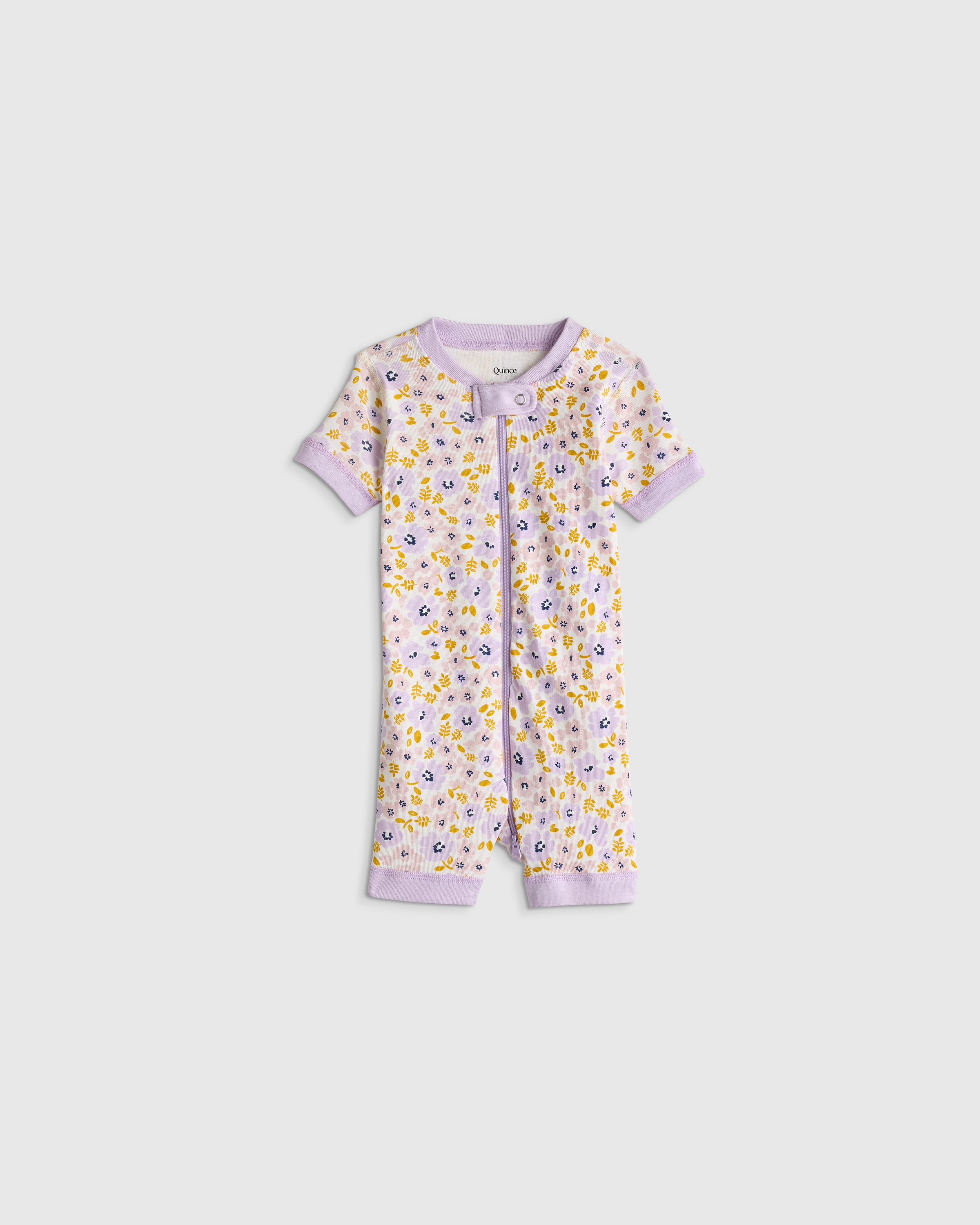 Purple Poppy Floral 100% Organic Cotton Shortie Onesie Pajama