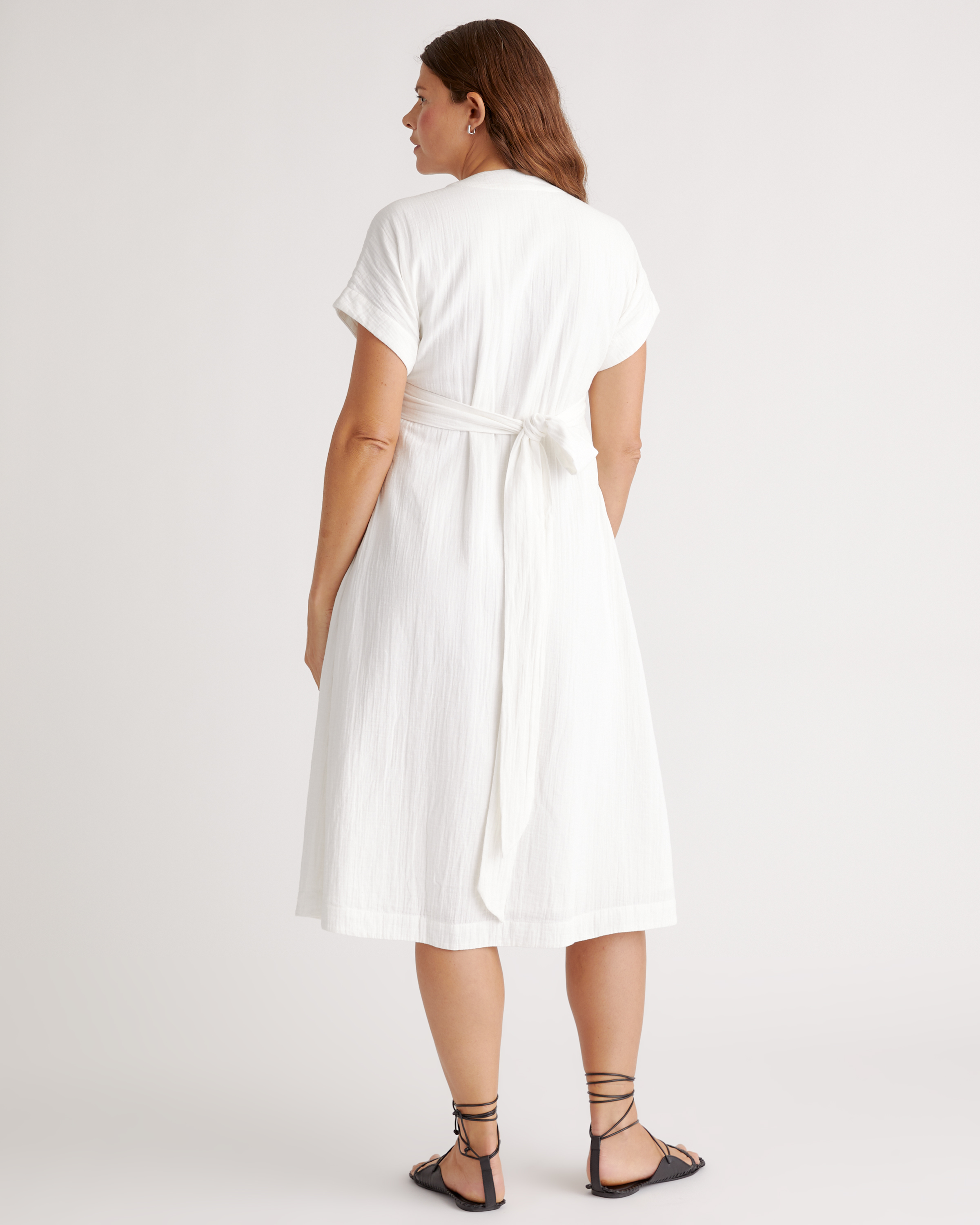 Women's Gauze Maternity Midi Dress in White, Size Small, Organic Cotton by Quince