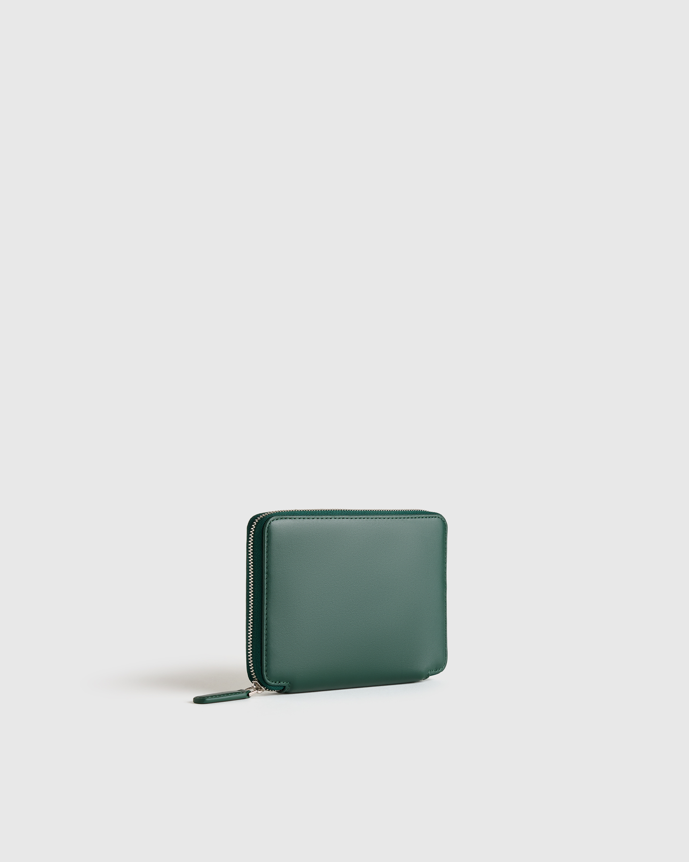 Nappa Leather RFID Zip Travel Wallet in Dark Green
