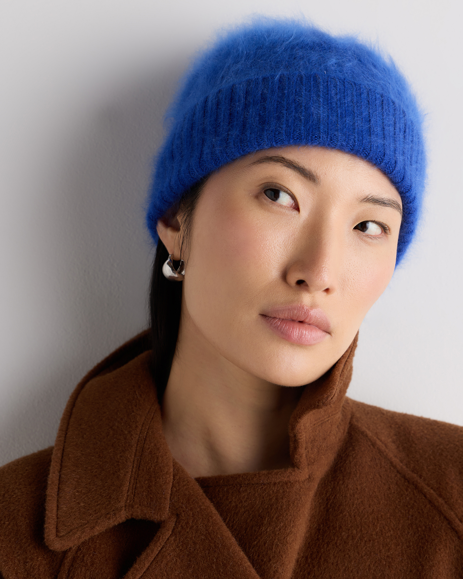 Electric Blue Brushed Cashmere Beanie