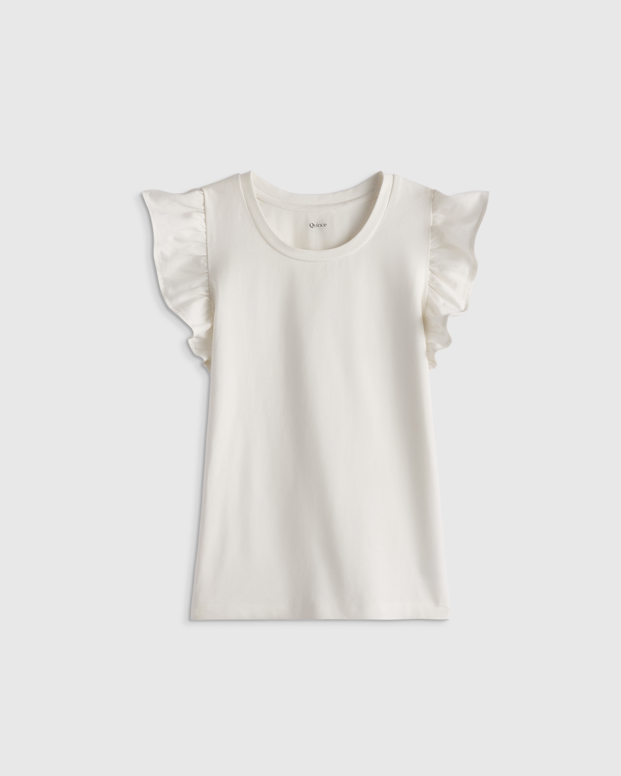 white Ruffle Sleeve Organic Cotton Top