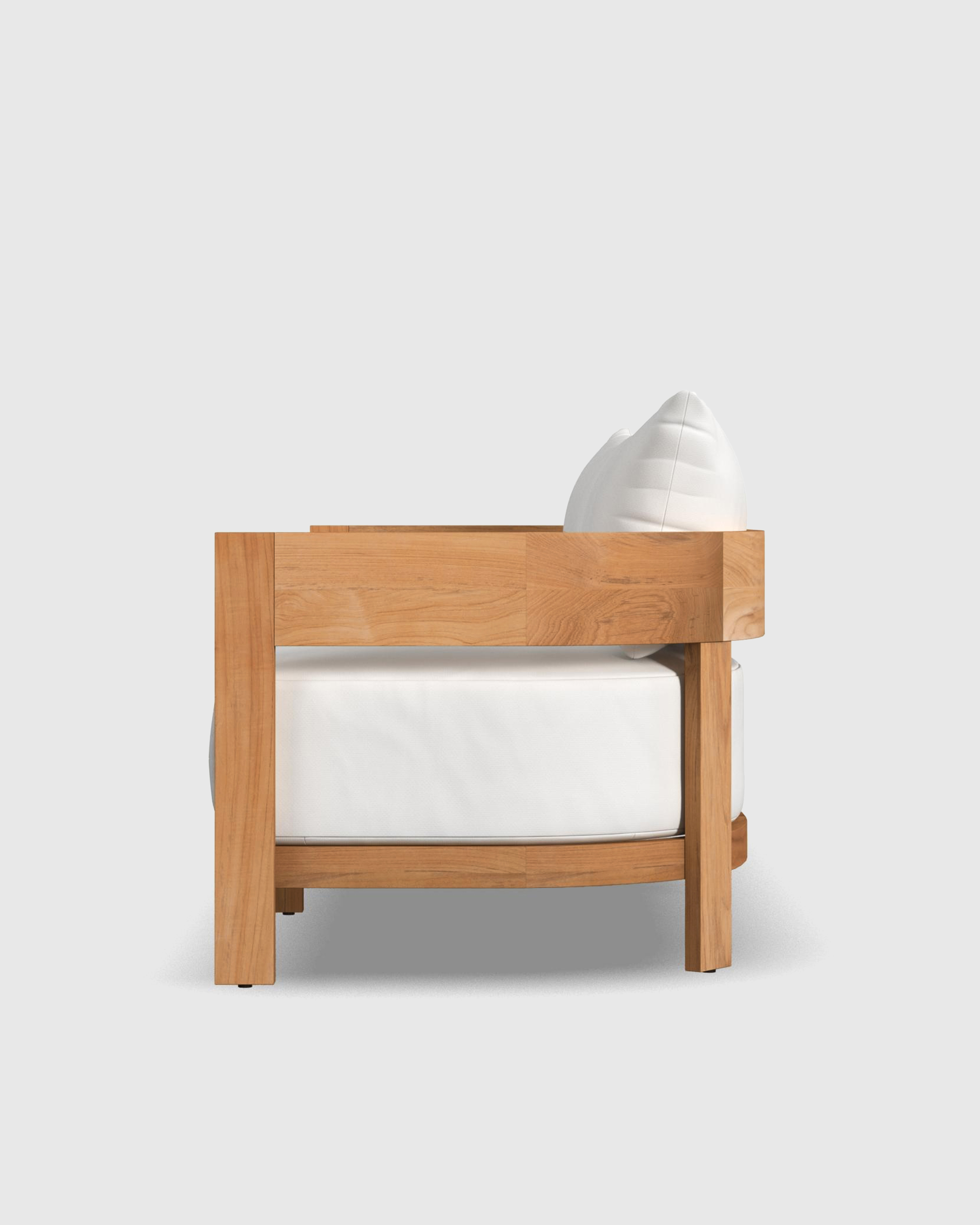 Curved Solid Teak Outdoor Lounge Chair - Thumbnail 4