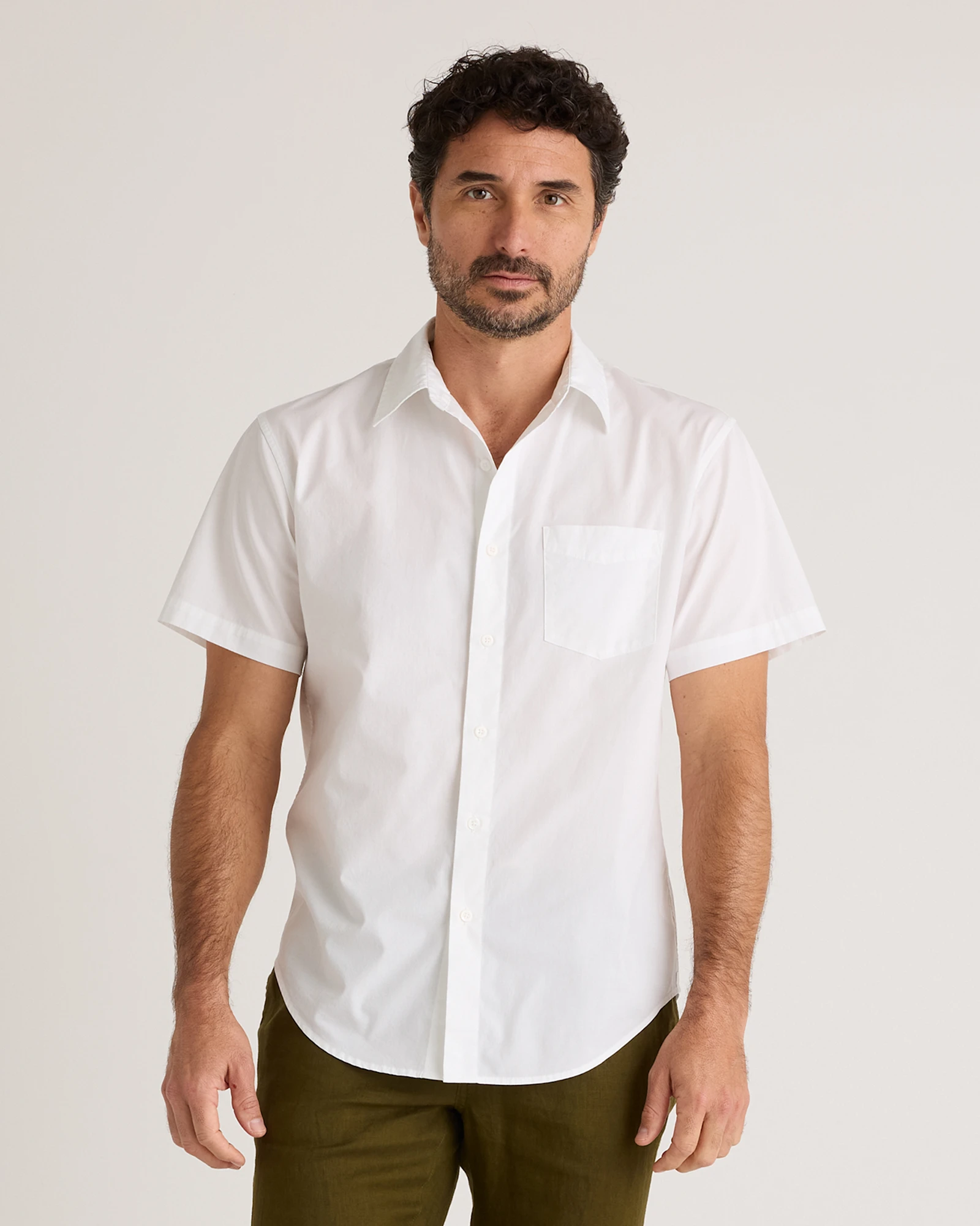 Organic Cotton Stretch Poplin Short Sleeve Shirt