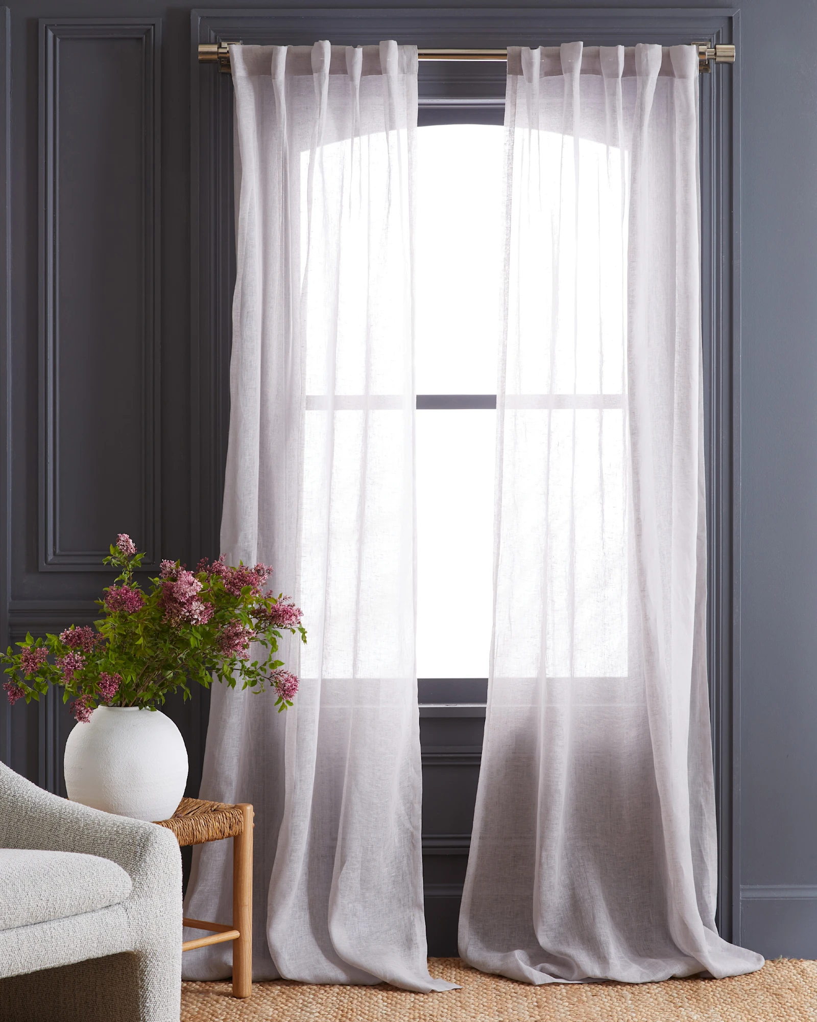 European Linen Sheer Curtain Set