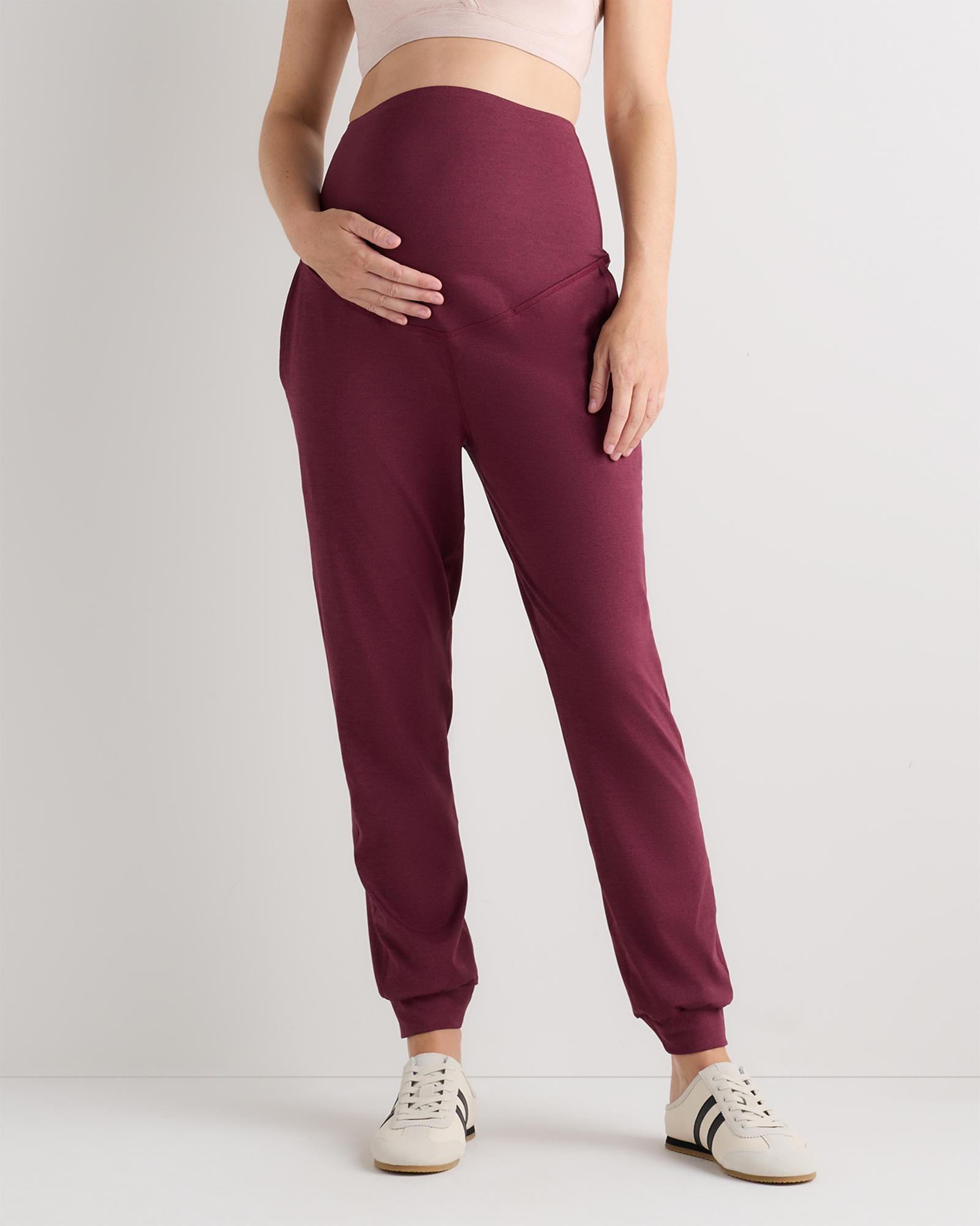 Heather Dried Fig Ultra-Soft Maternity Joggers