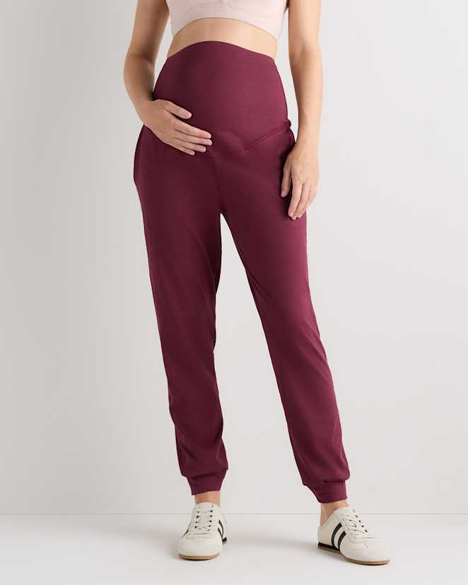 Heather Dried Fig Ultra-Soft Maternity Joggers