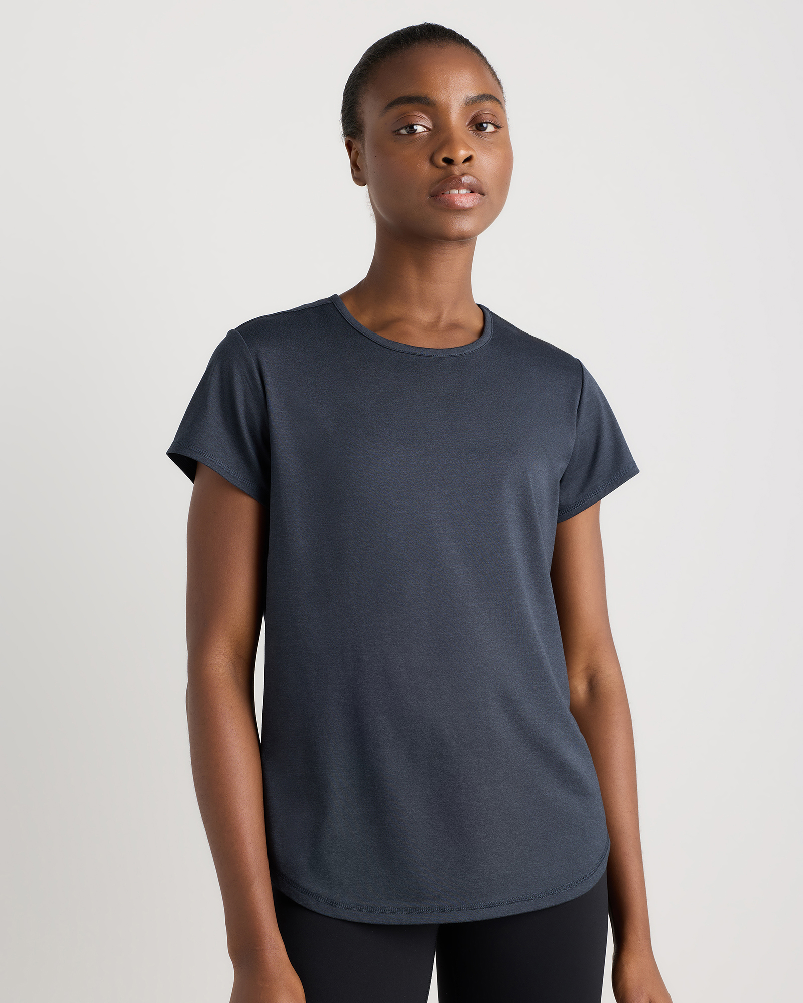 Heather Deep Navy Flowknit Breeze Tee