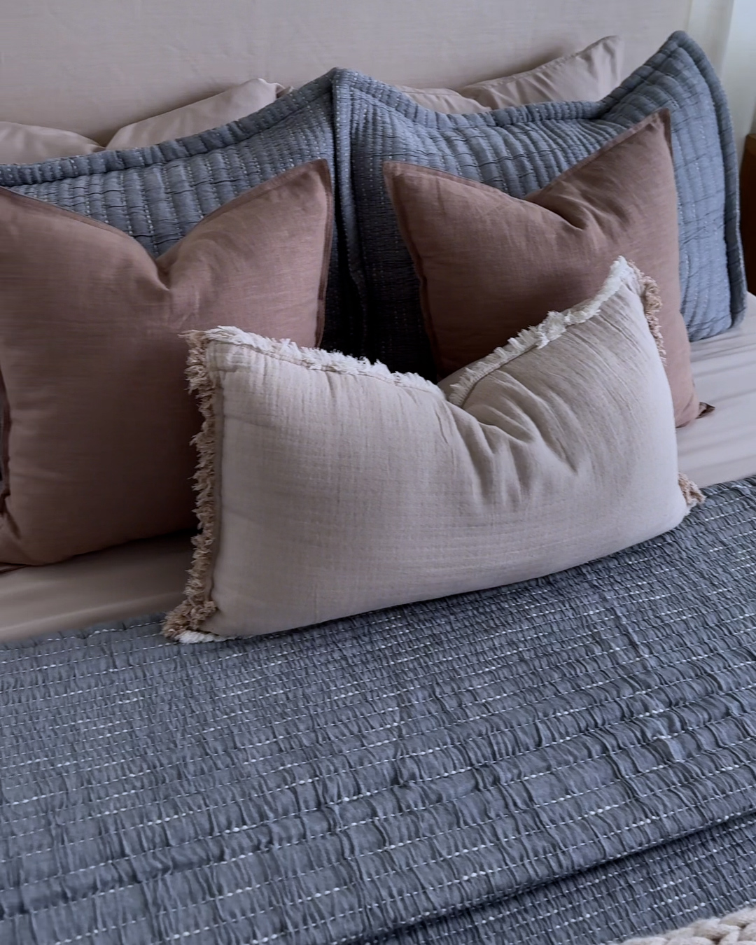 THUMB Cotton Channel Stitch Coverlet Blue Meckenzie Sabish 4x5