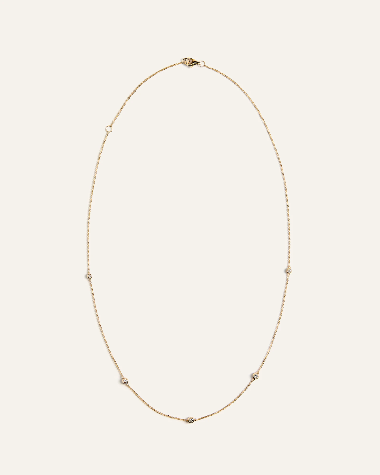 14K Gold Diamond Bezel Station Necklace in Yellow Gold