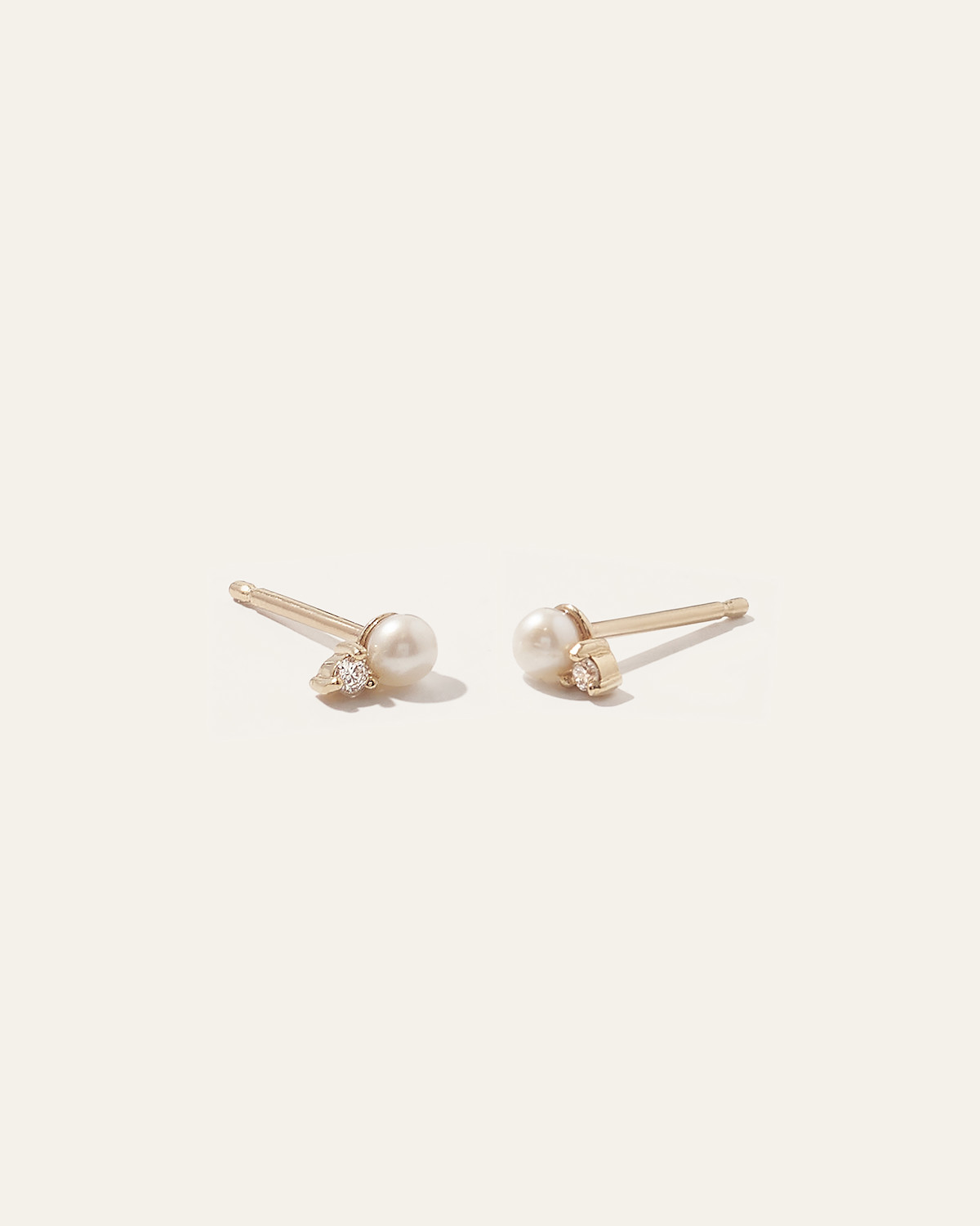 14K Gold Pearl and Diamond Petite Odette Studs in Yellow Gold