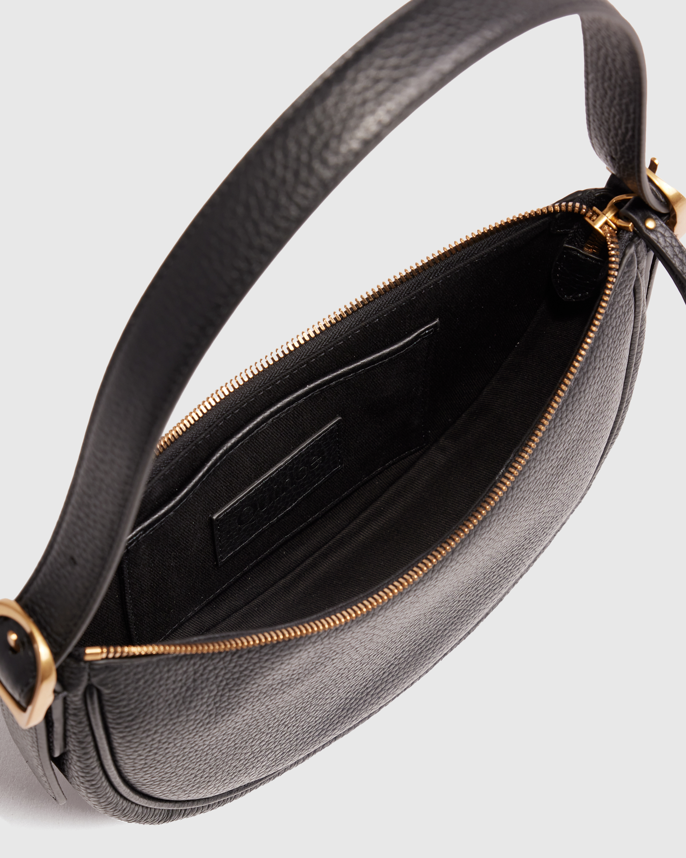 Italian Leather Mini Crescent Shoulder Bag - Thumbnail 2