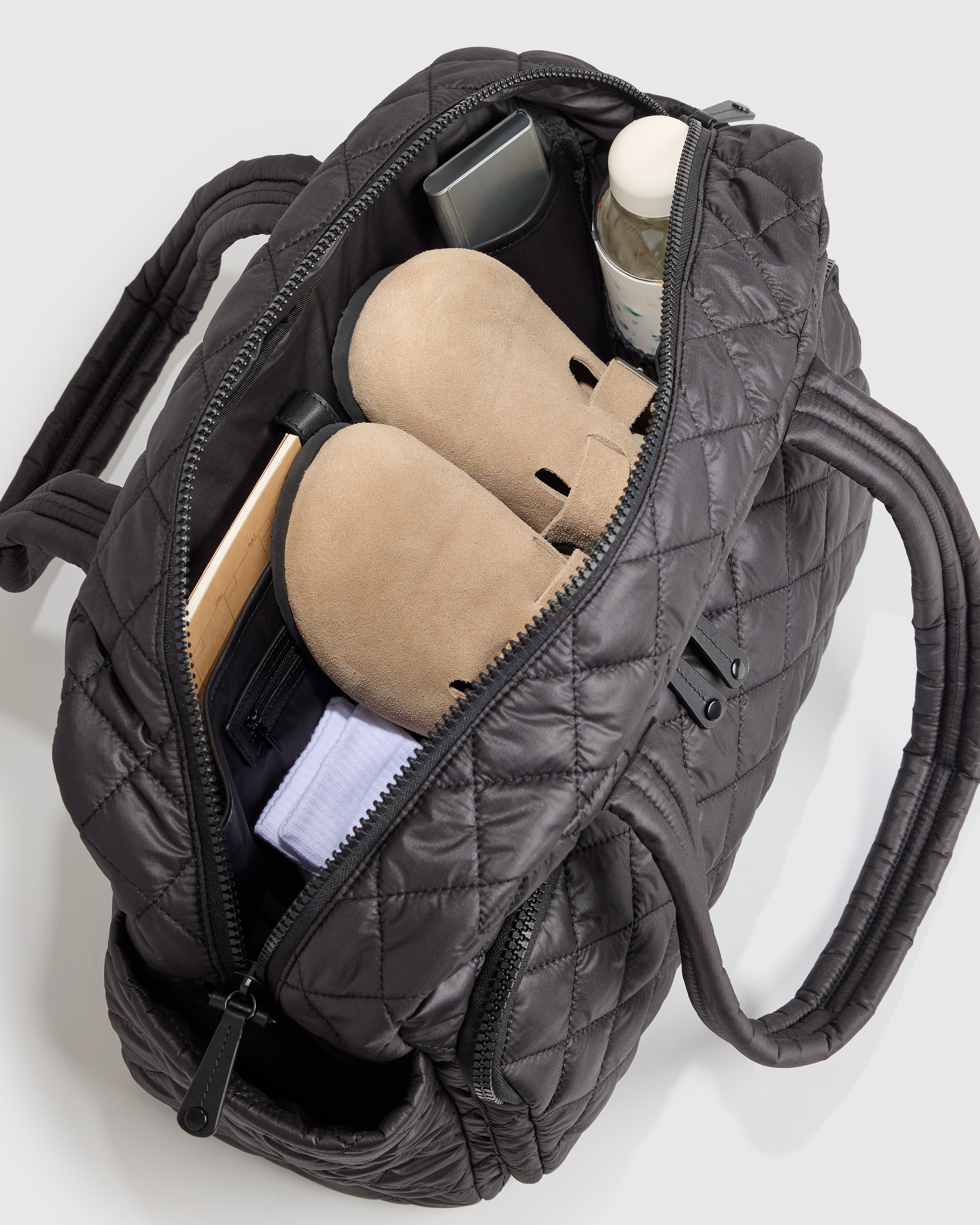 Quilted Duffle Bag in Black
