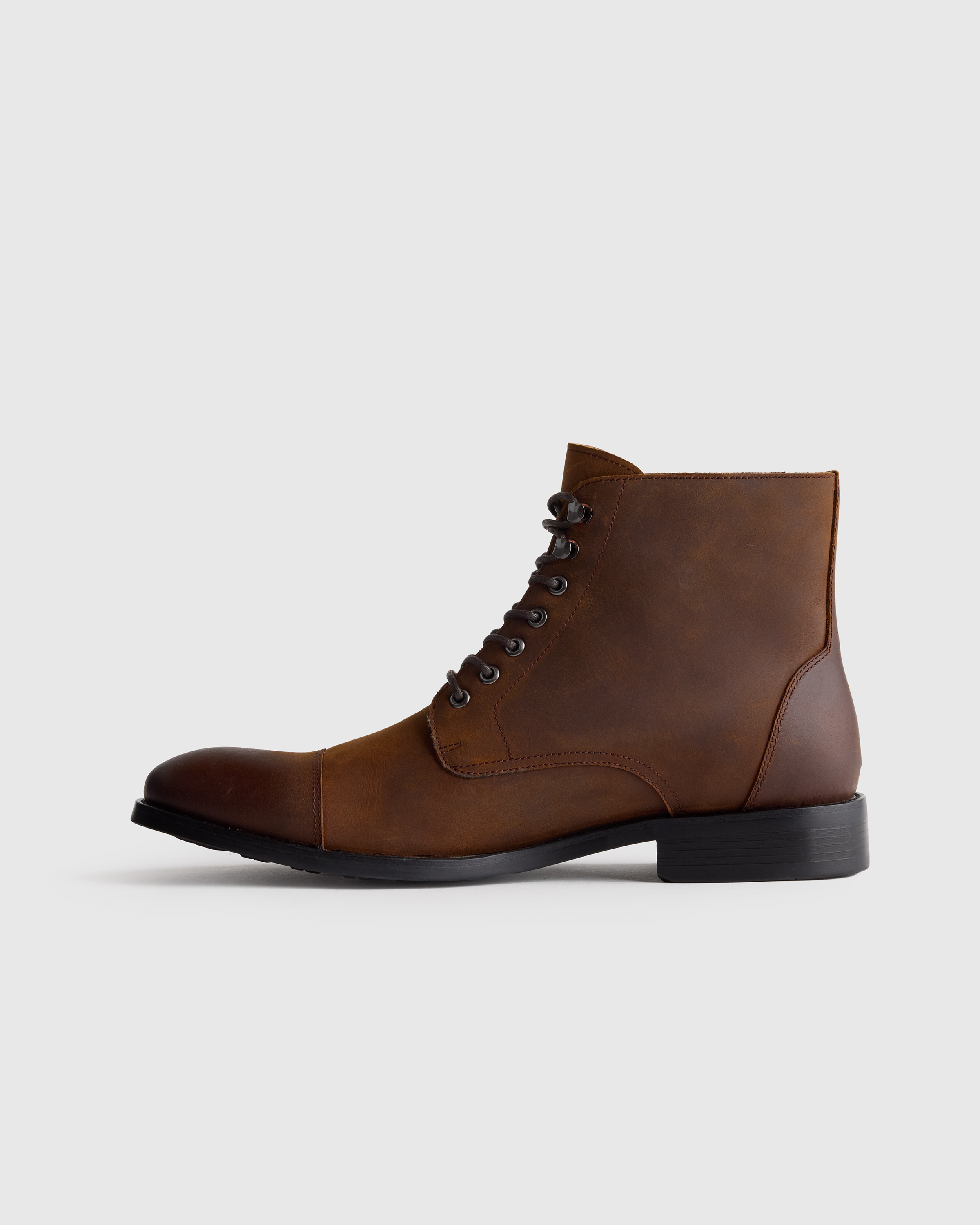 Quince Crafted Leather Cap Toe Lace-up Boot - Matte Black Crafted Leather Cap Toe Lace Up Boot in Firewood main image 2