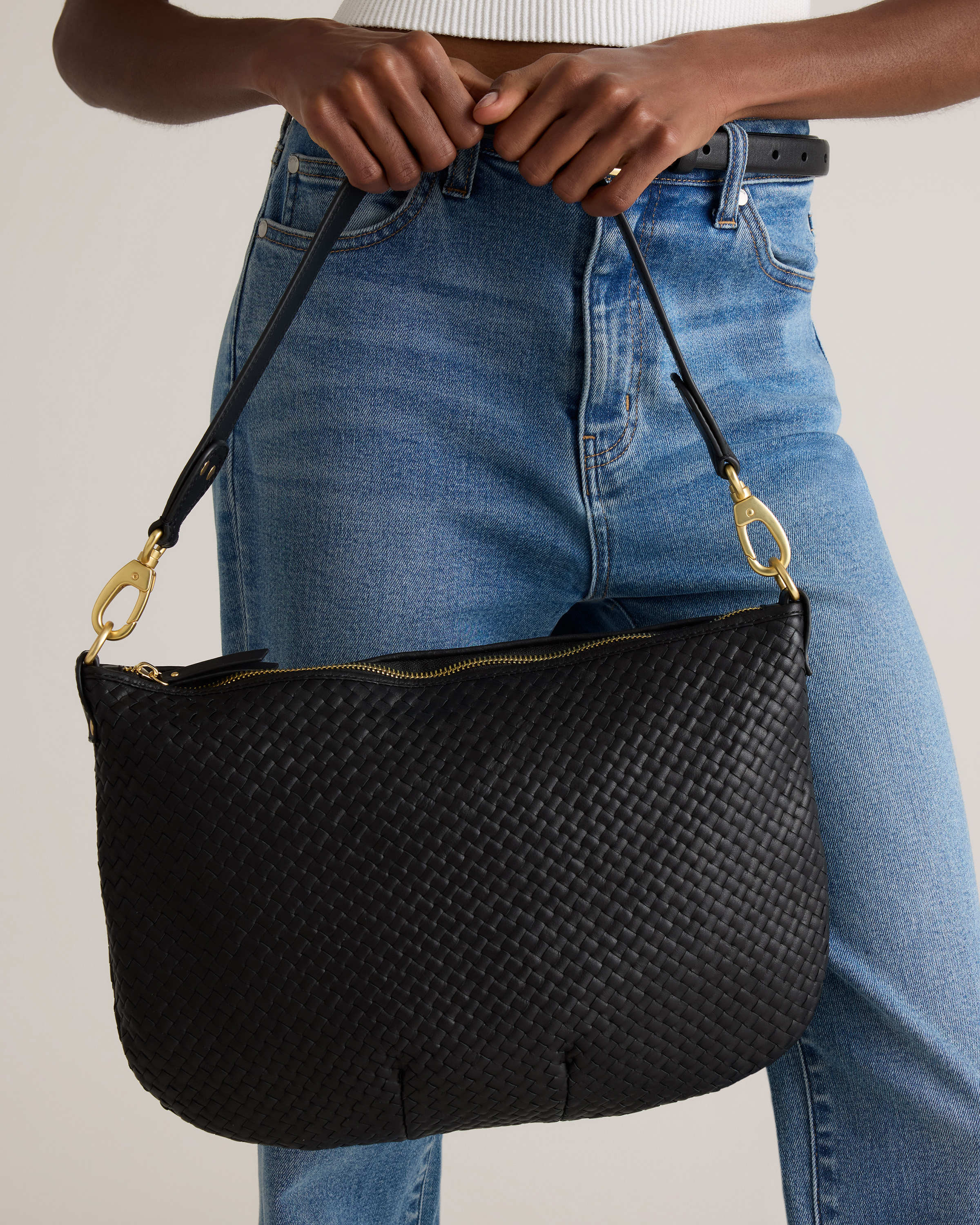 Sloane Handwoven Shoulder Bag in Black