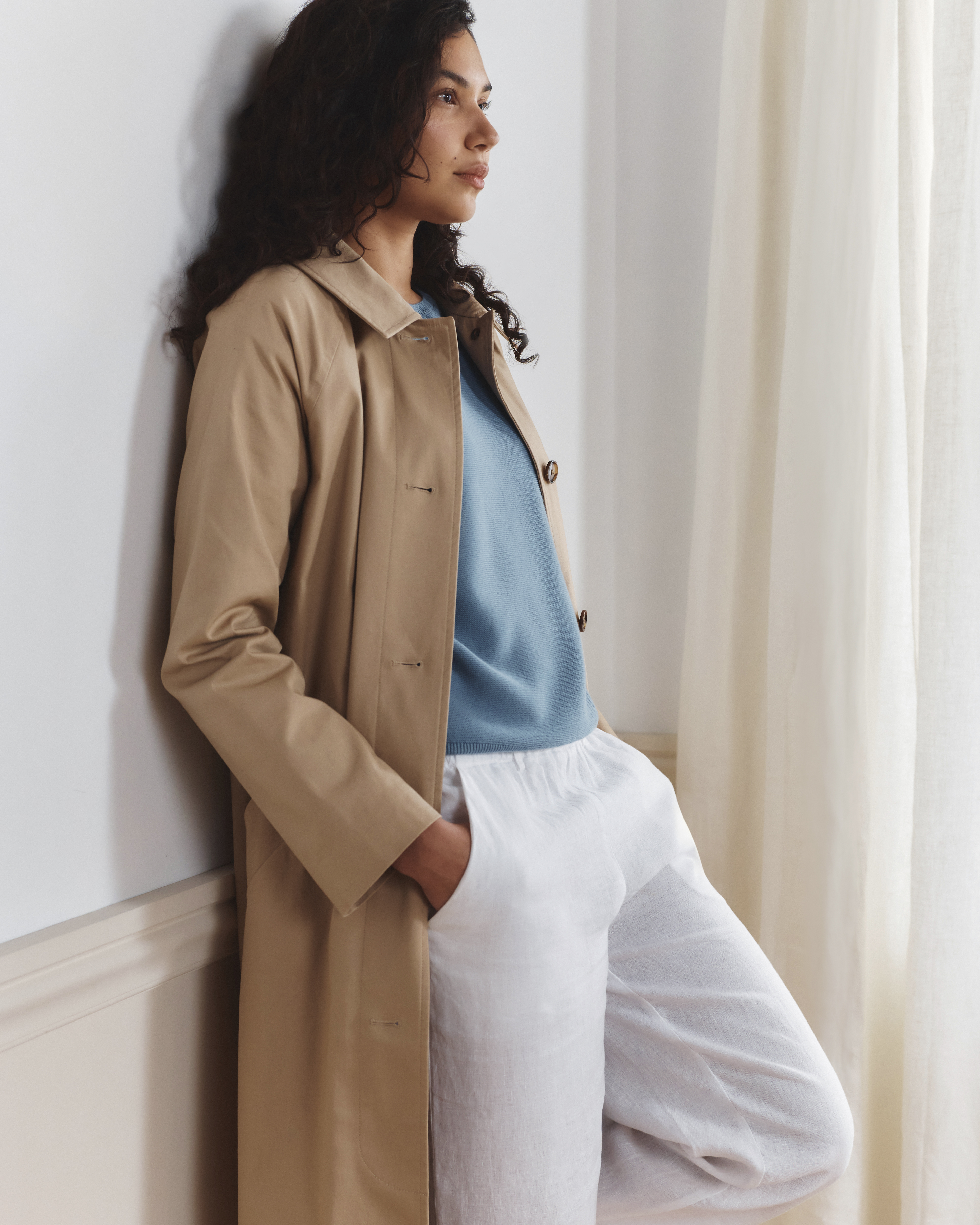 Comfort Stretch Mac Coat in Light Khaki