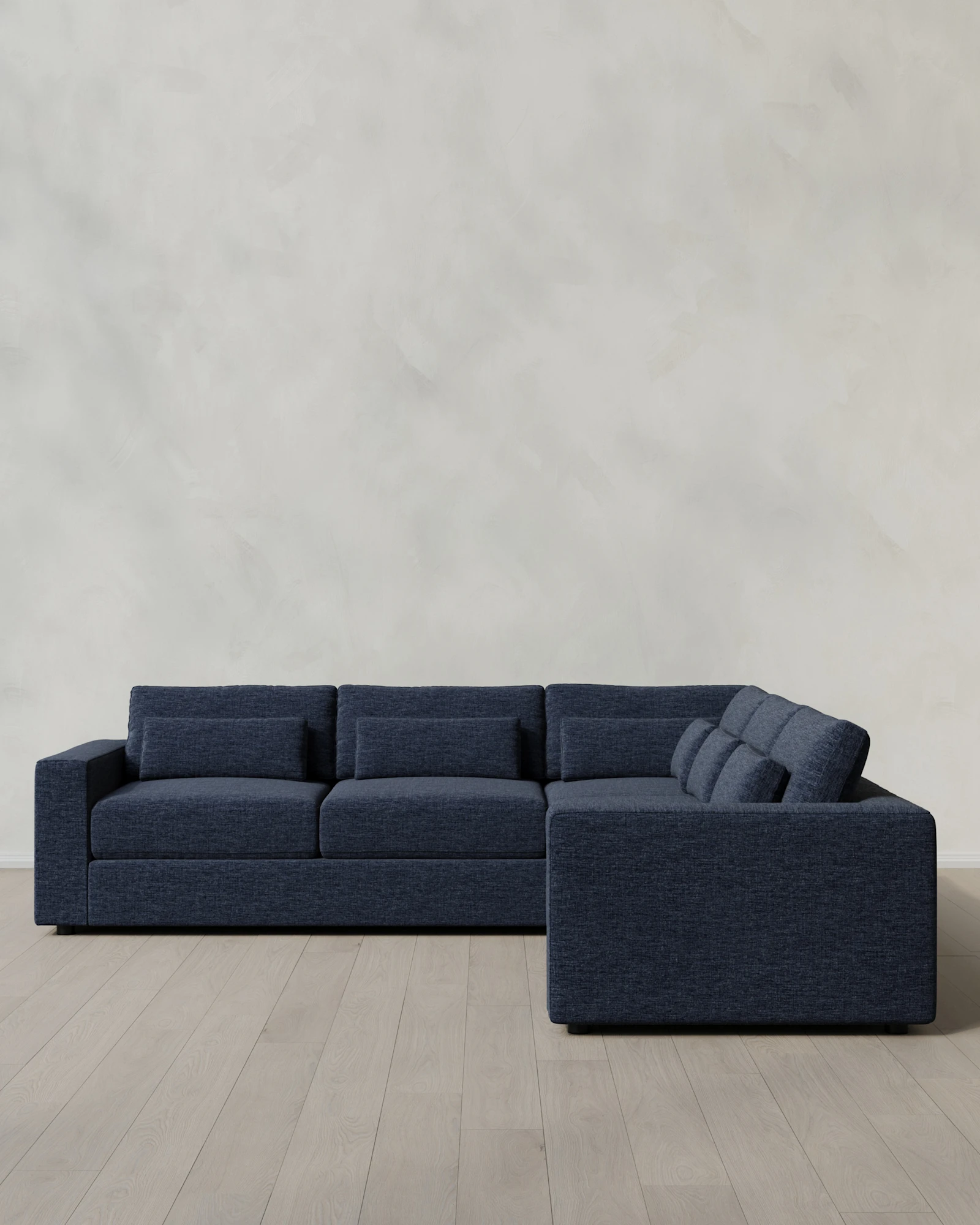 Square Arm Deep Seat L Sectional in Performance Chenille Linen Blend