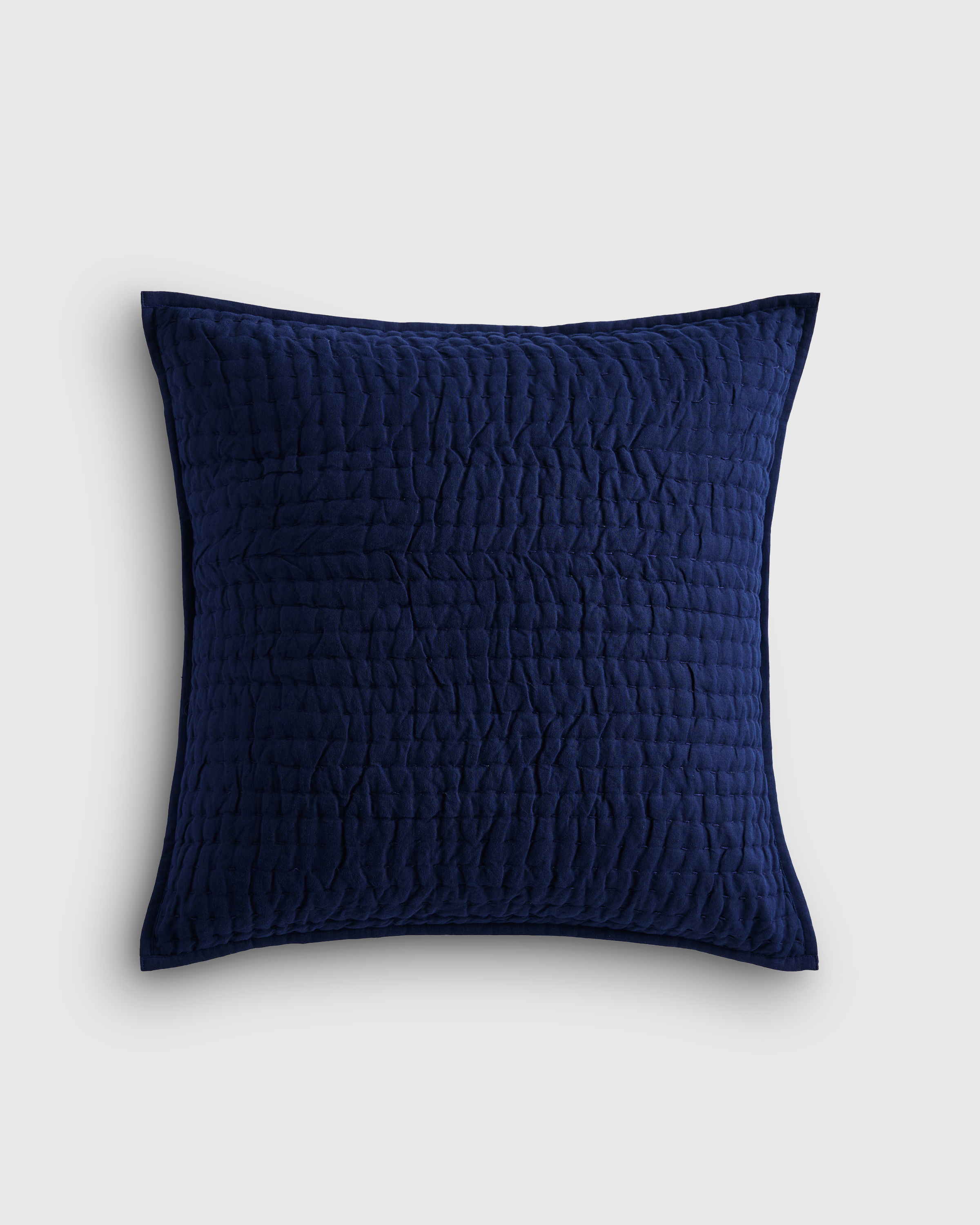 Navy European Linen Cotton Stitch Quilted Euro Sham