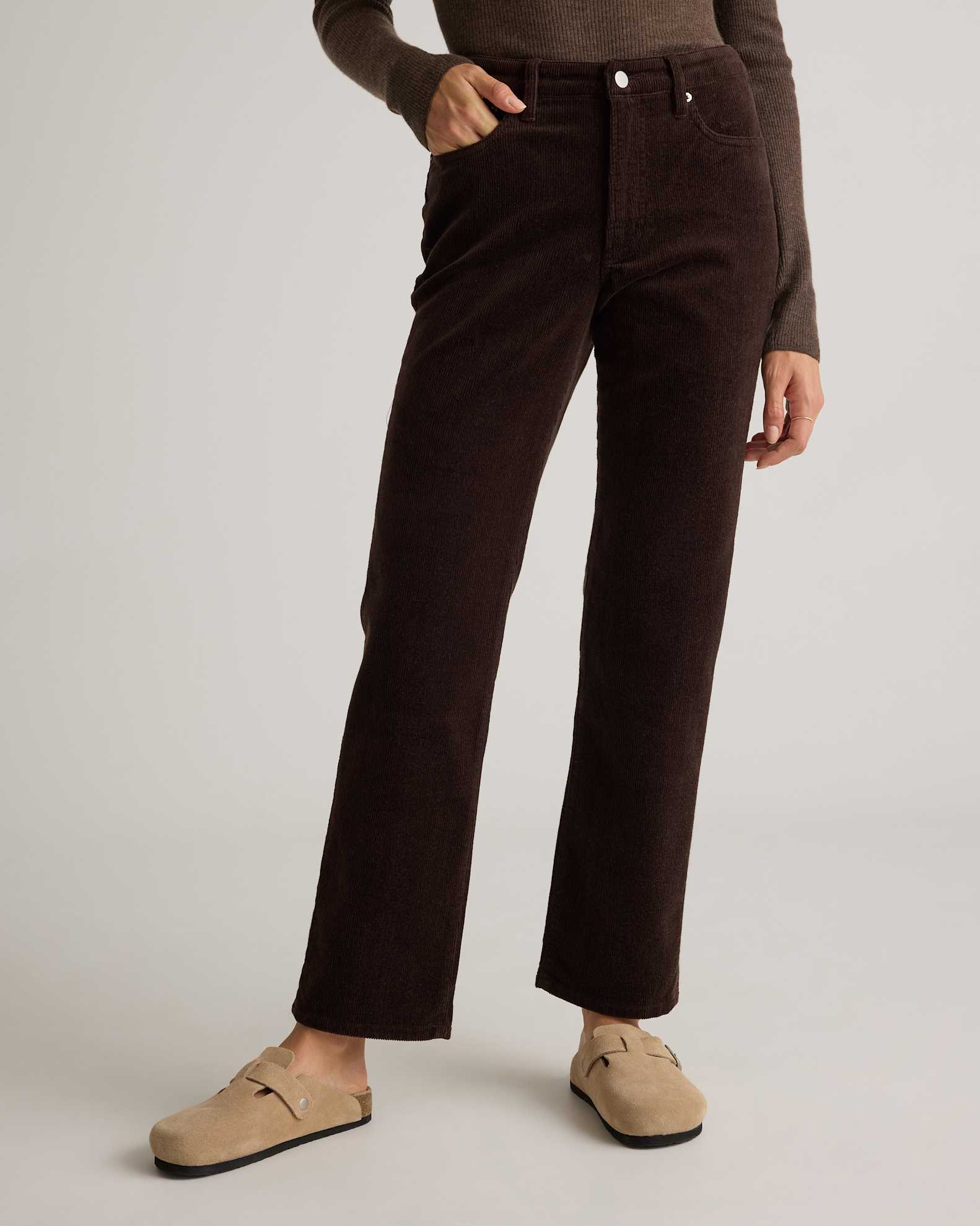 Organic Stretch Corduroy Straight Leg Pants - Main Image