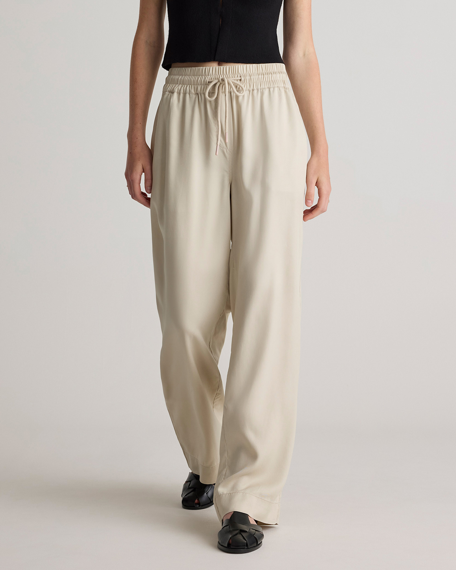 Quince 100% Tencel vintage wash wide-leg pant in shale