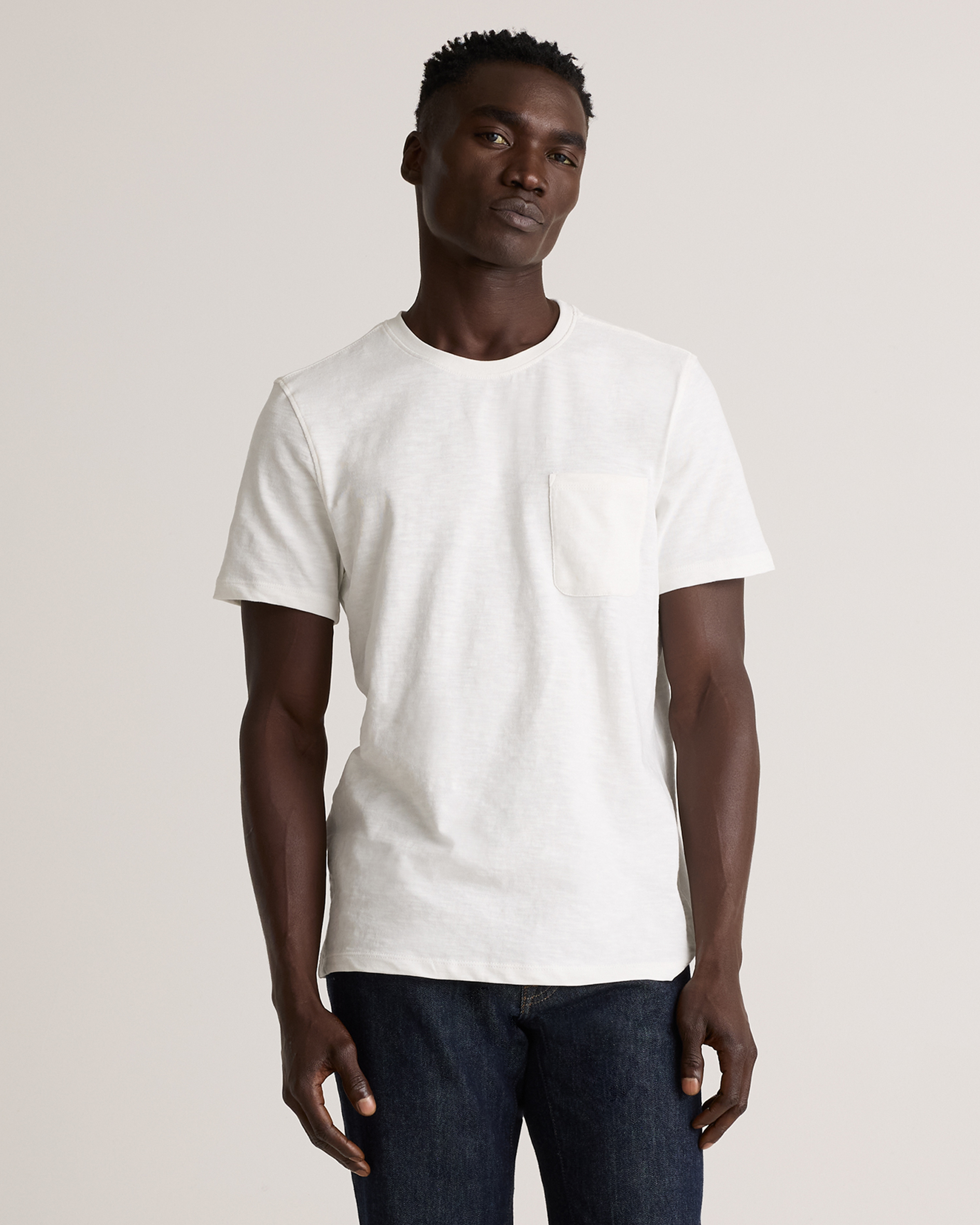 Classic White 100% Organic Cotton Slub Pocket Tee