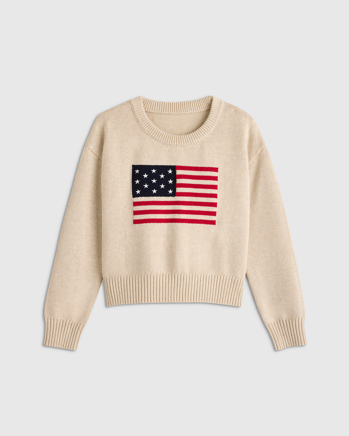 Speckled Beige Kids 100% Organic Cotton Flag Sweater