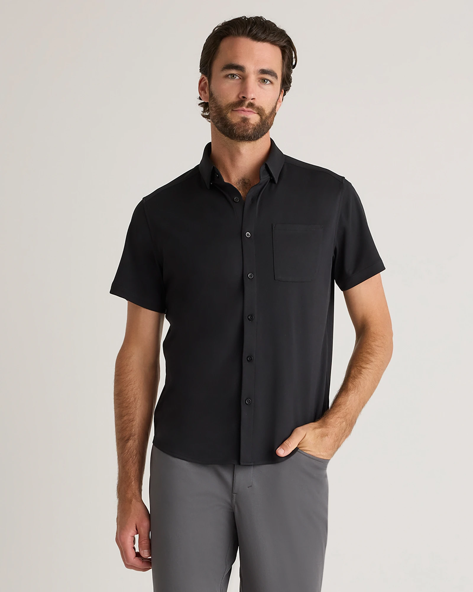 Commuter Stretch Pique Short Sleeve Button Down