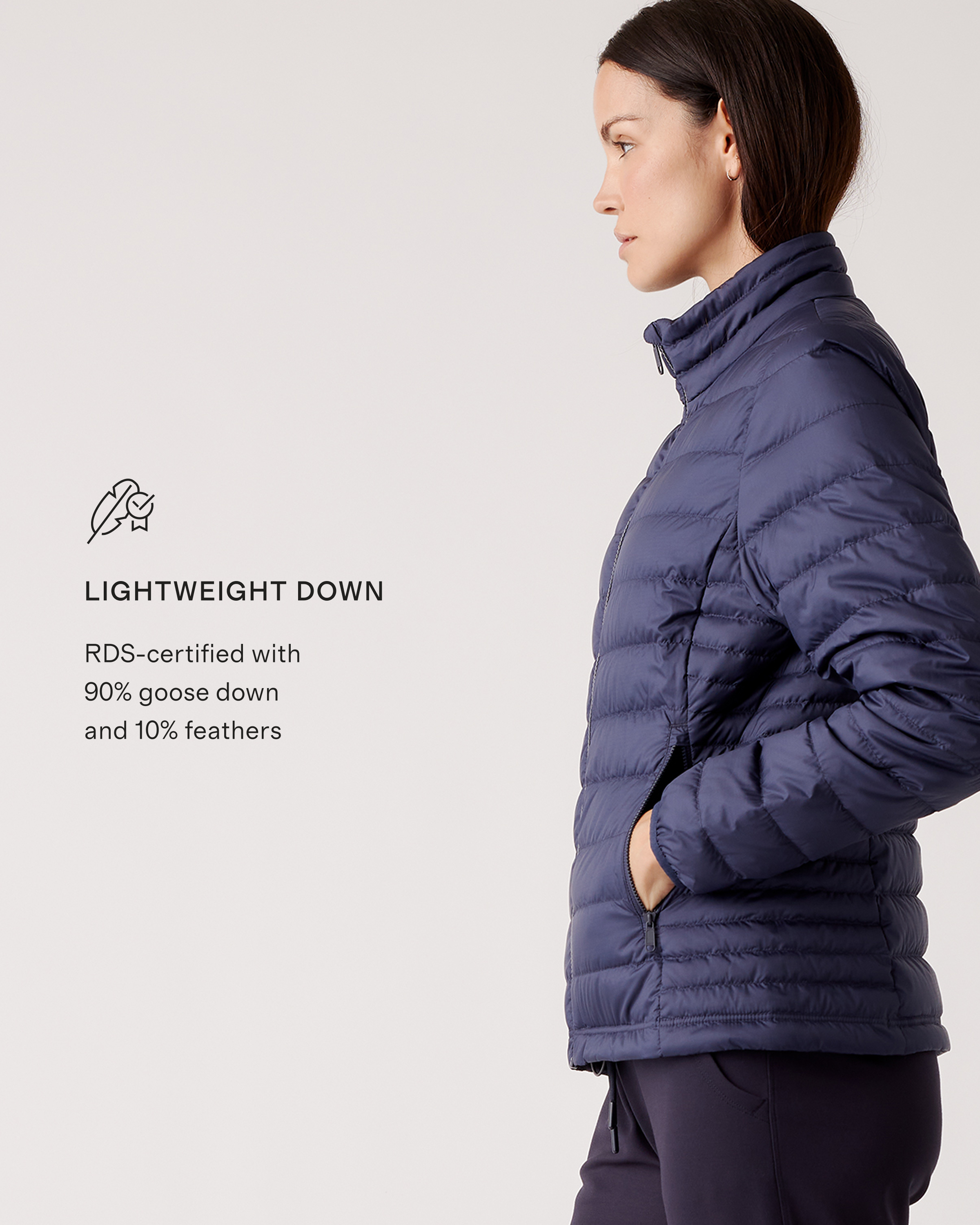 Lightweight Down Packable Puffer Jacket in Navy