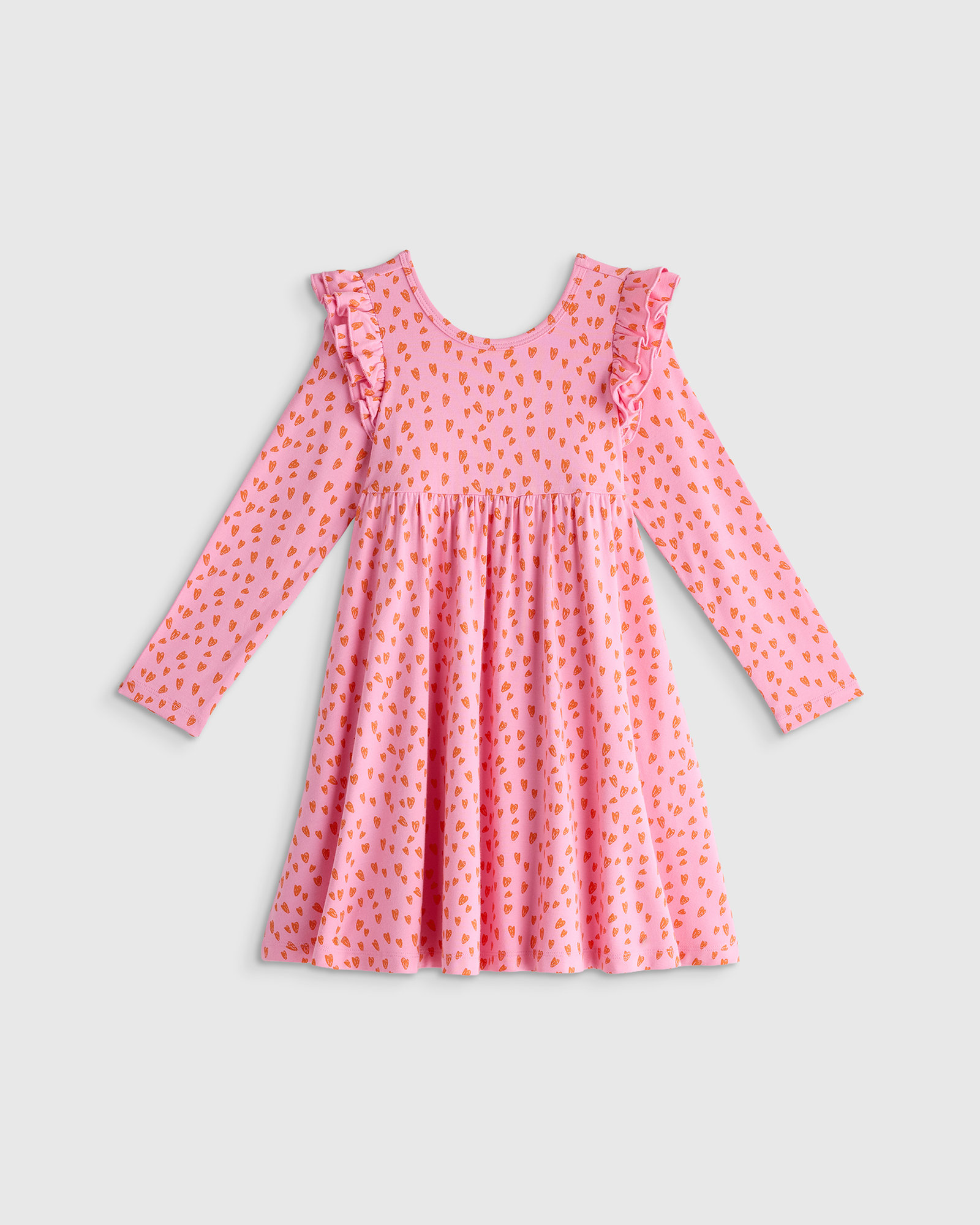 Baby Girls Tiny Hearts Ruffle Shoulder Set-Pink main image 1