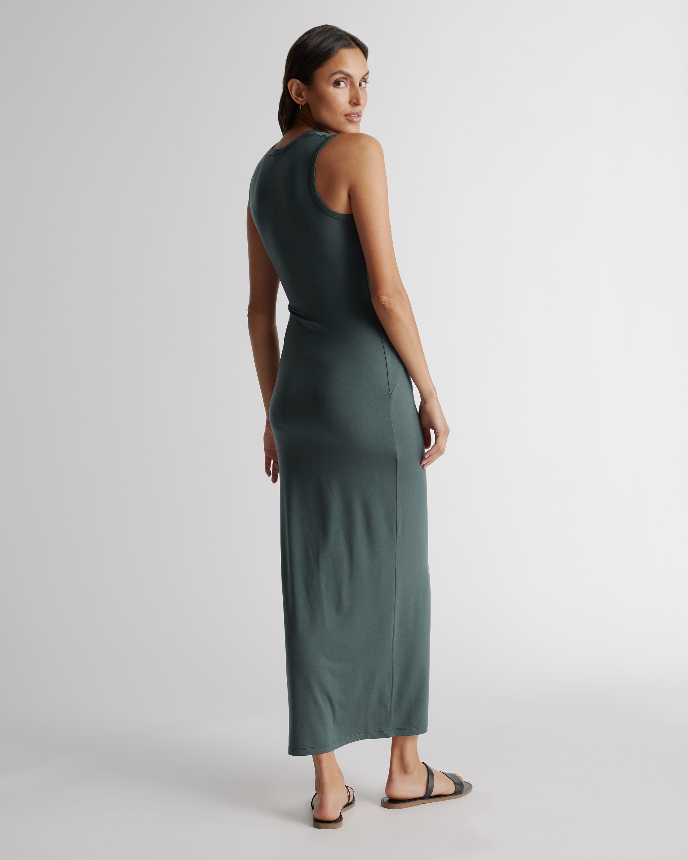 long tank dress Enza Costa Silk Rib Ankle Length in Black 100cm/39.37 Length THE OPHELIA TANK DRESS 