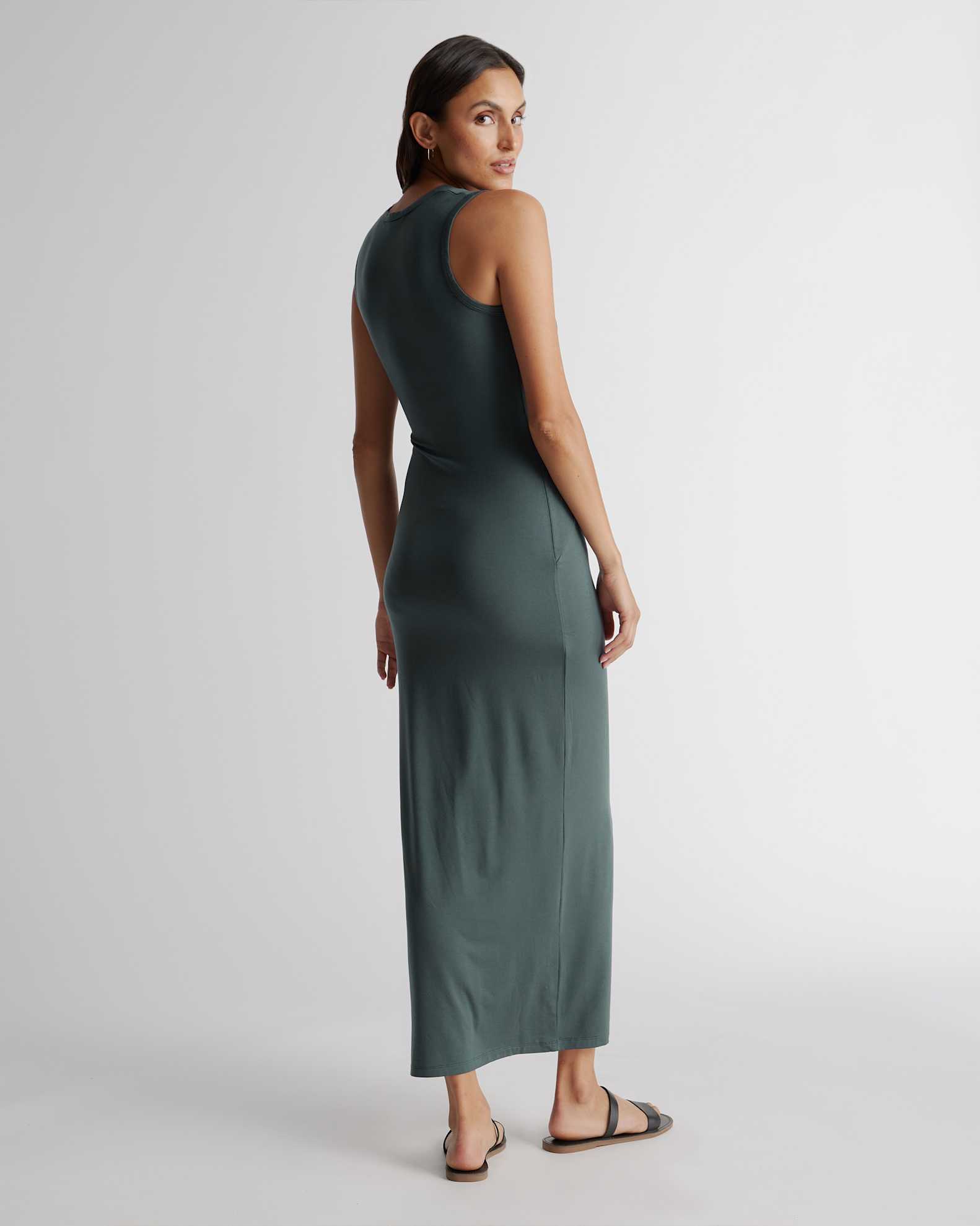 long tank dress Enza Costa Silk Rib Ankle Length in Black 100cm/39.37 Length THE OPHELIA TANK DRESS