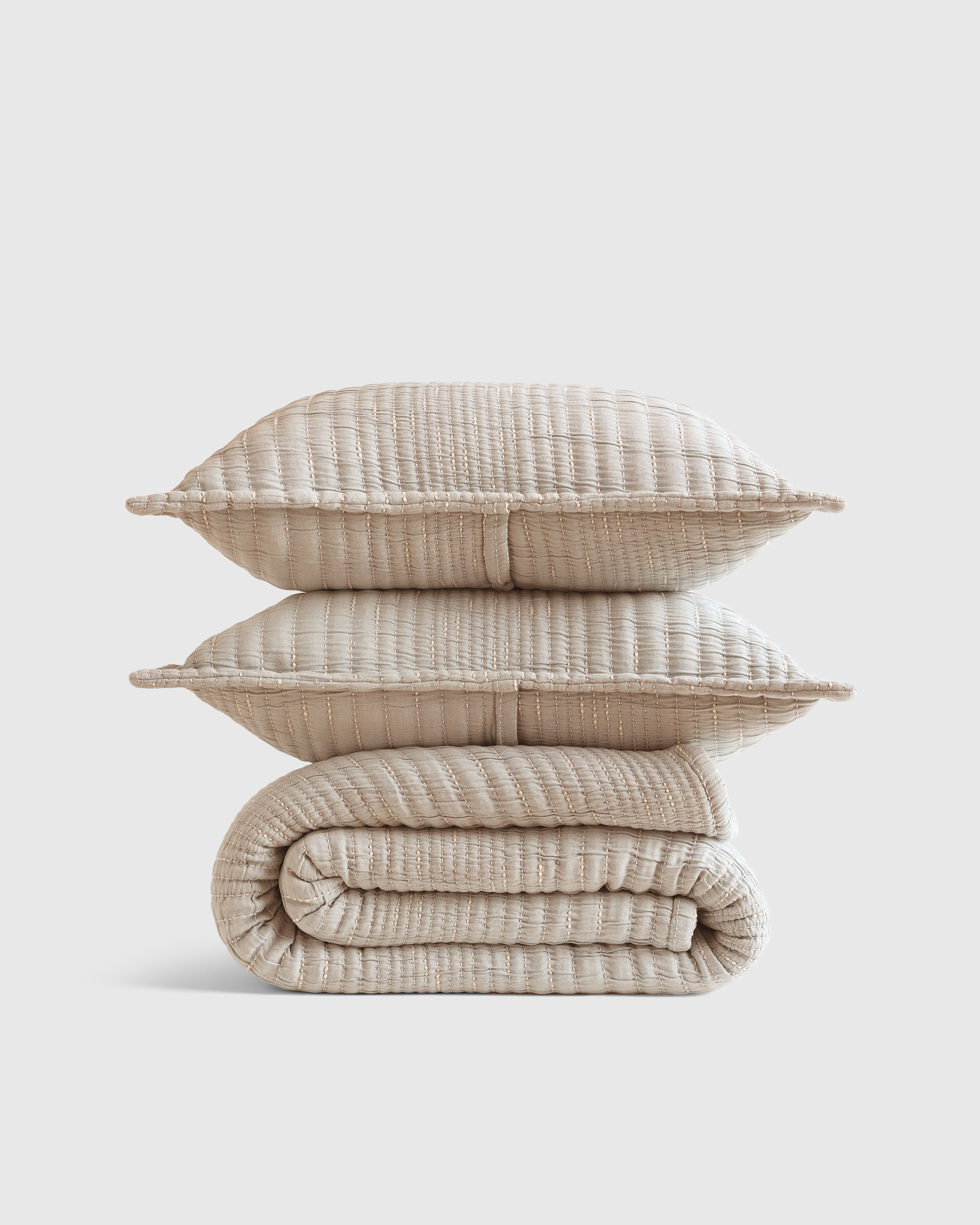 Sand Ensemble de couvre-lit en coton biologique à piqûres à canaux