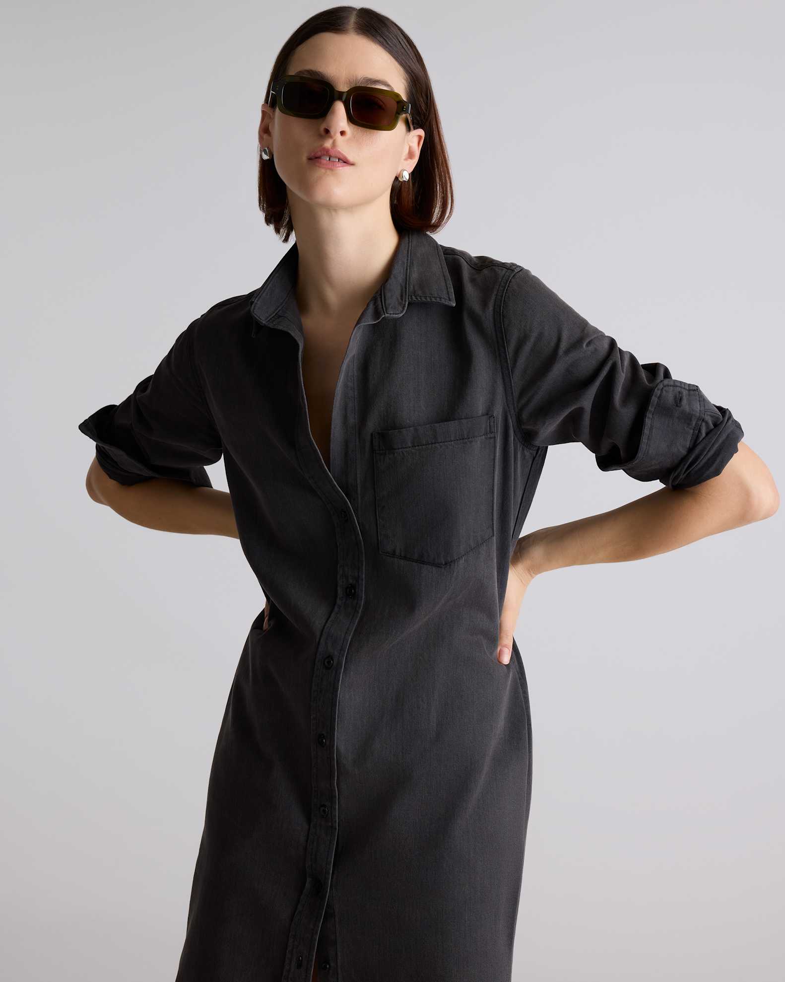 Distressed Denim Maxi Shirt Dress Distressed Denim Maxi Shirt Dress