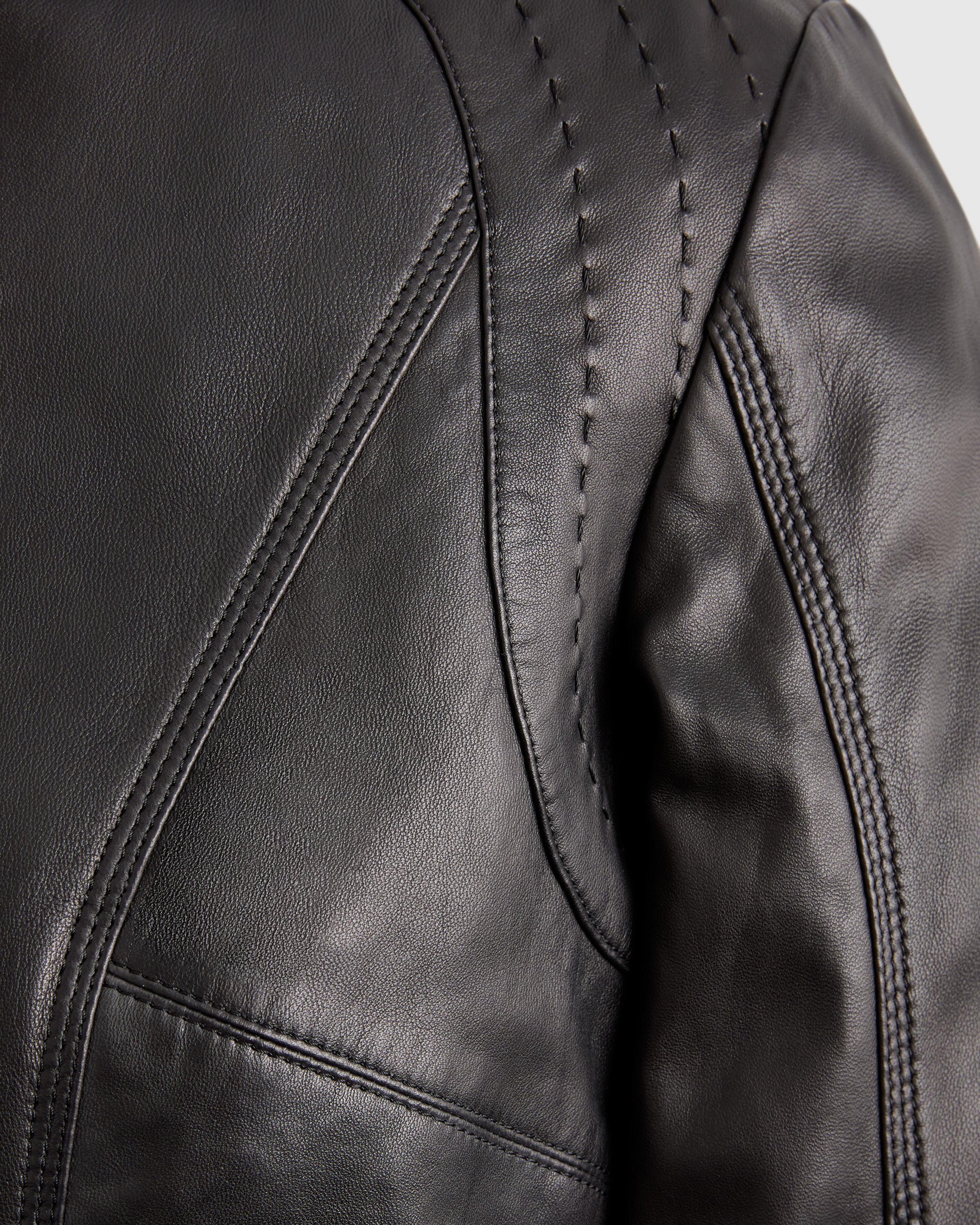 100% Leather Stand-Collar Jacket