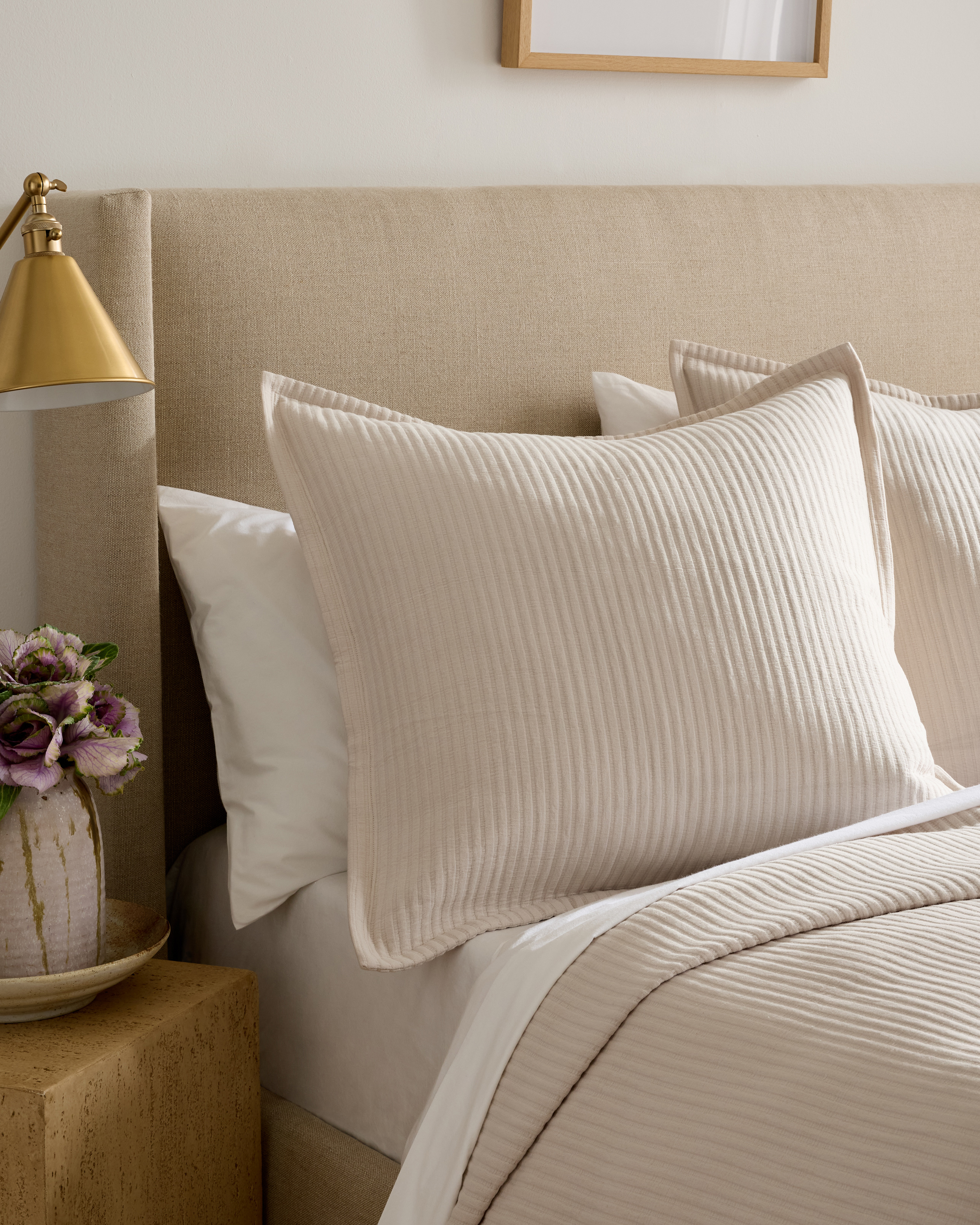 Sand Organic Cotton Matelasse Euro Sham