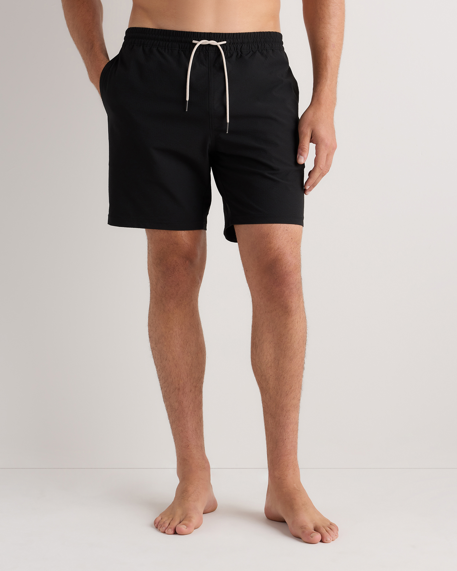 Black Seersucker Men's Seersucker Swim Trunks