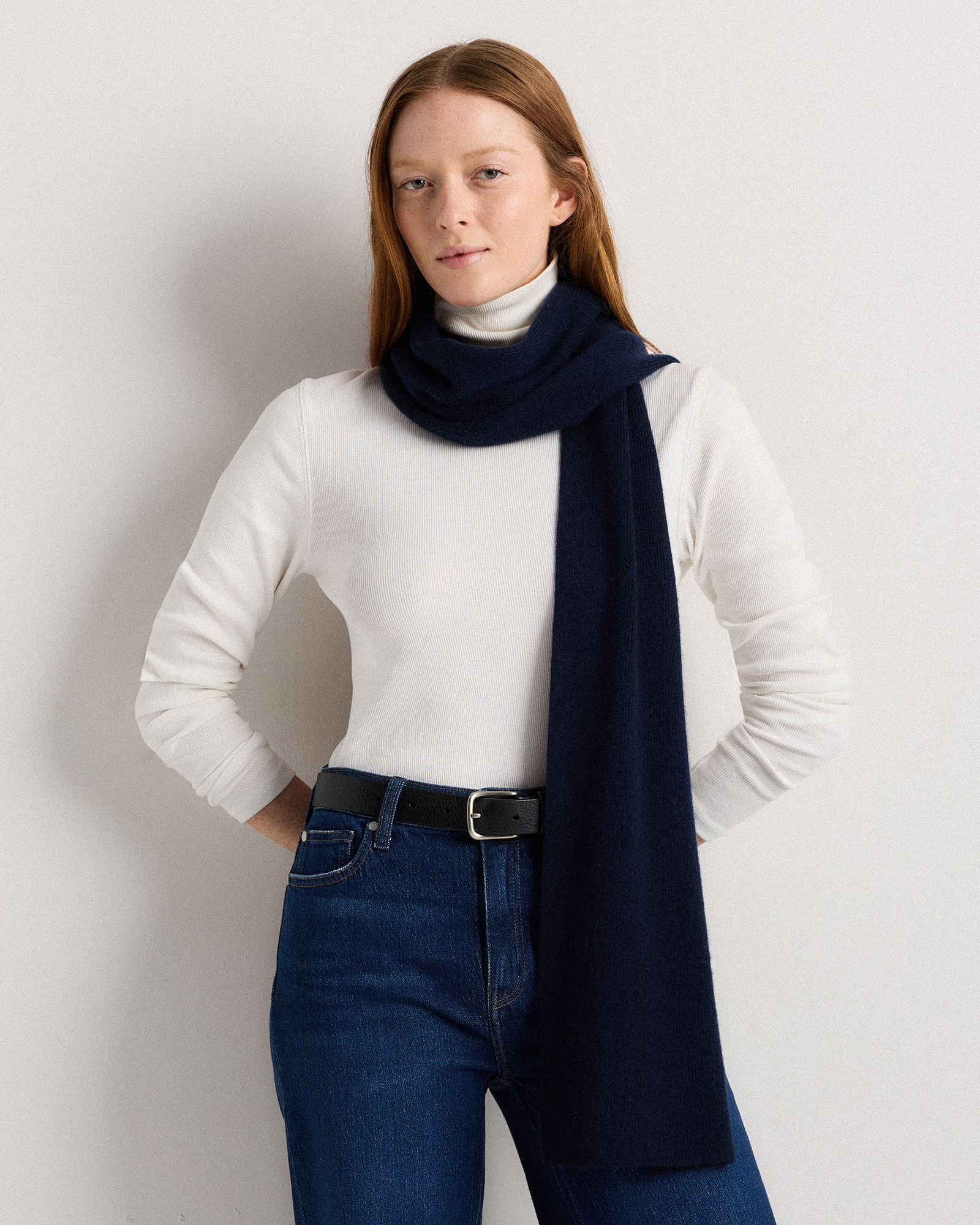 True Navy Mongolian Cashmere Scarf