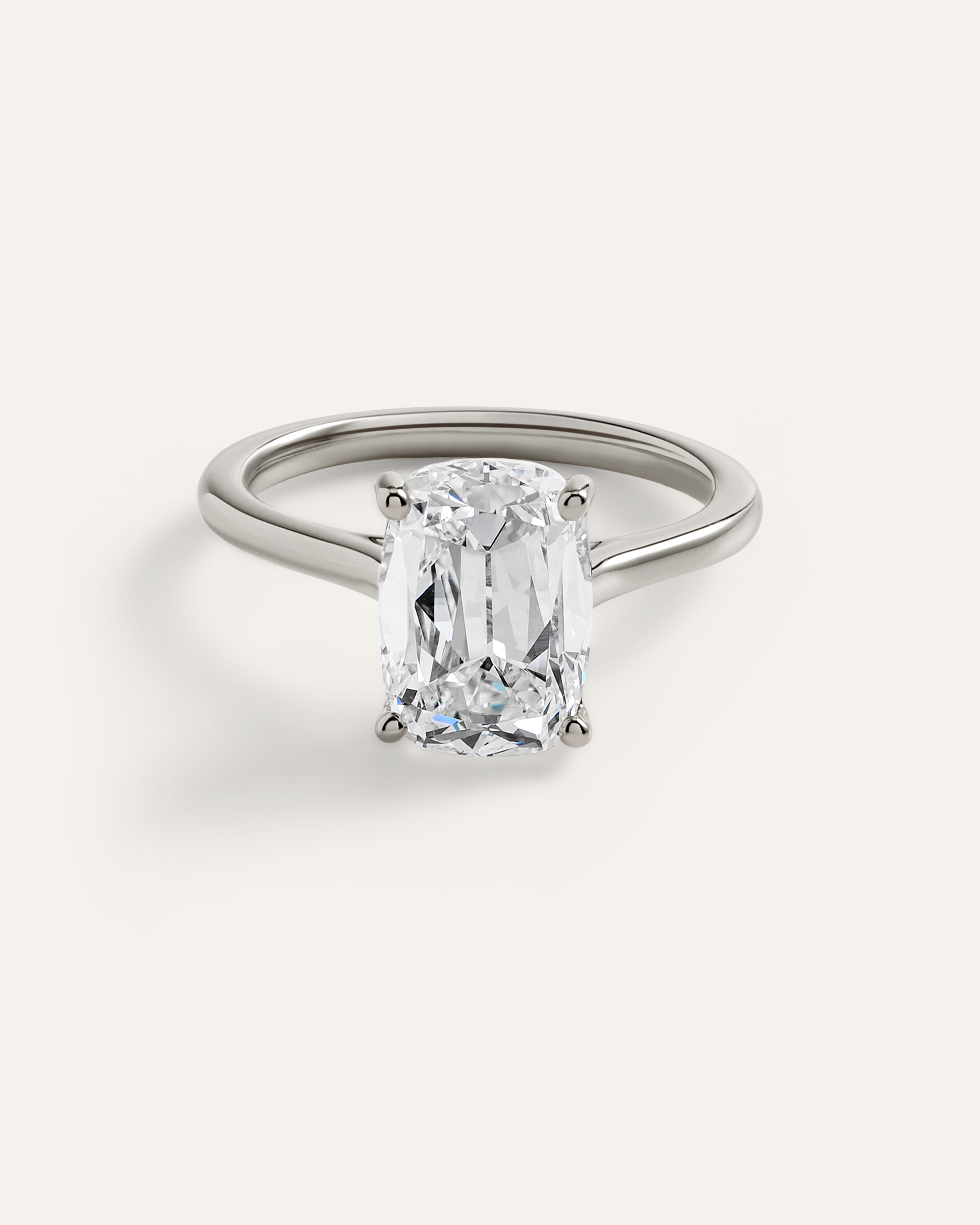 White Gold Lab Grown Diamond Antique Cushion Trellis Cathedral Engagement Ring - 4ct