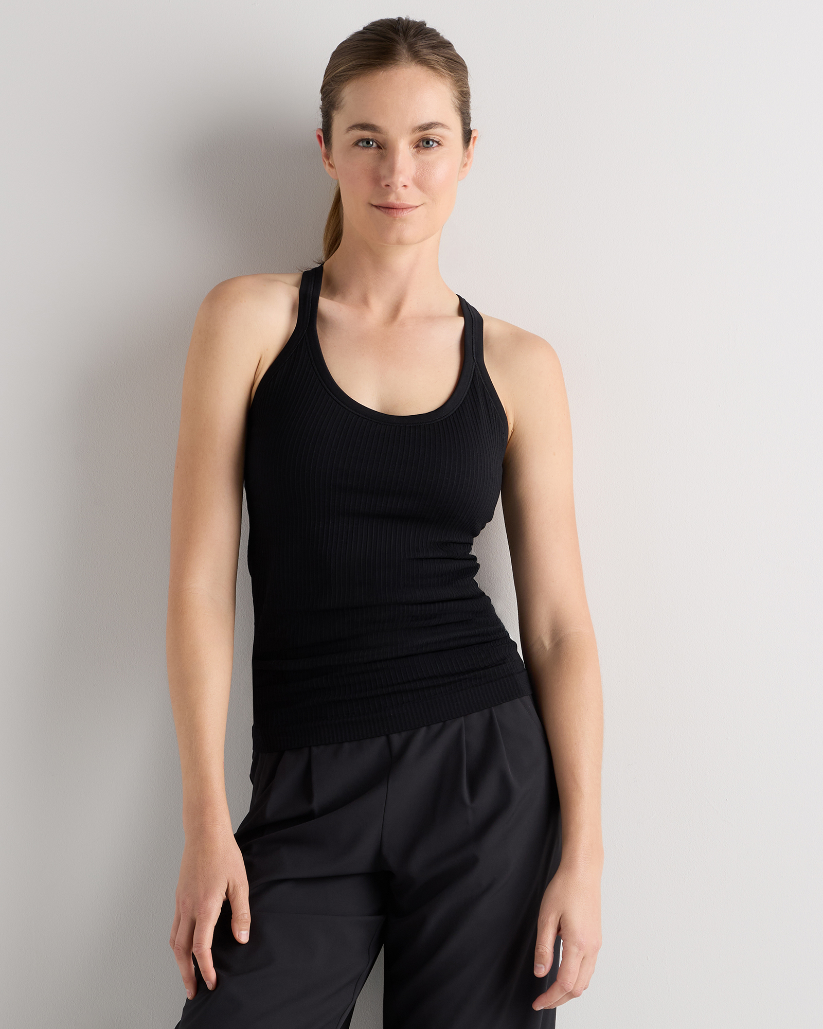 Black Seamless Ribbed Bra Tank