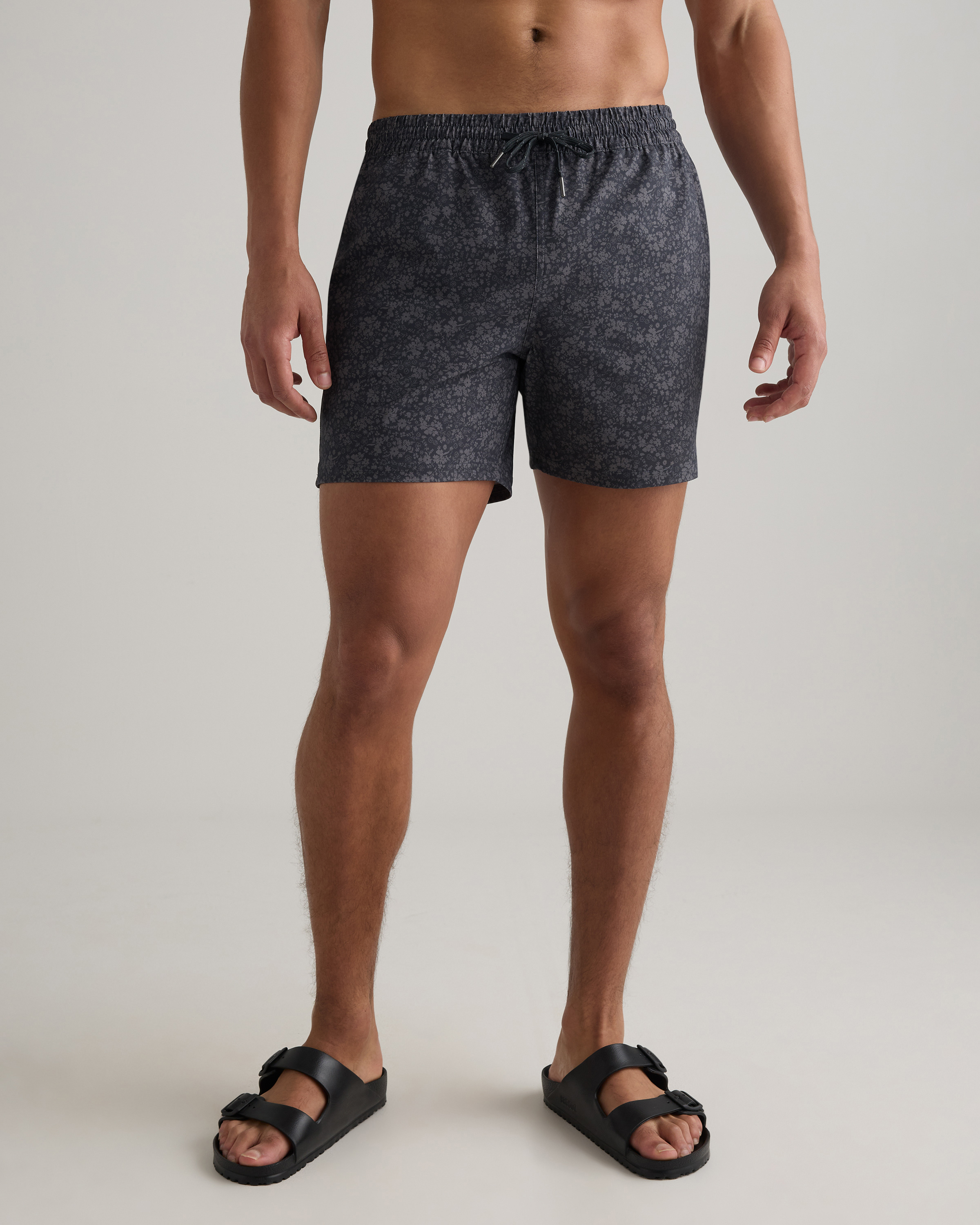 Grey Floral Italian Swim Trunks