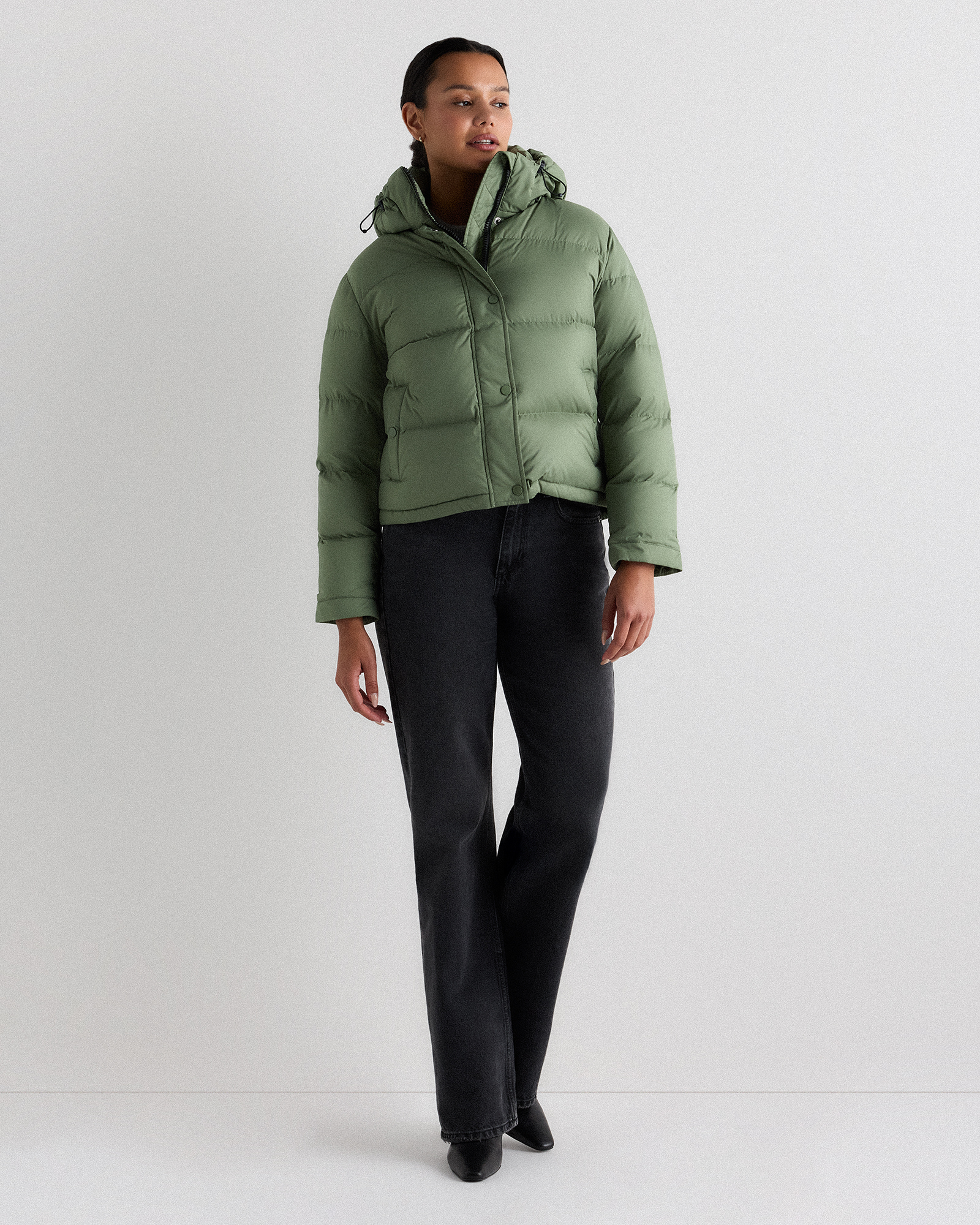 Responsible Down Cropped Puffer Jacket in Sea Spray Green