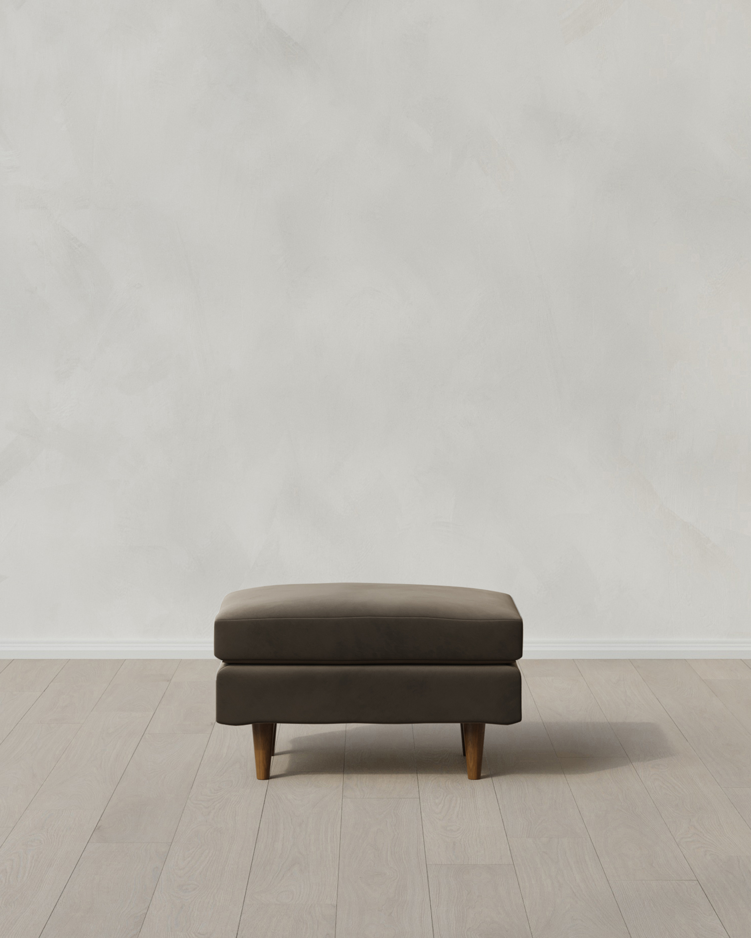 Sable Atlas Midcentury Ottoman in Performance Velvet