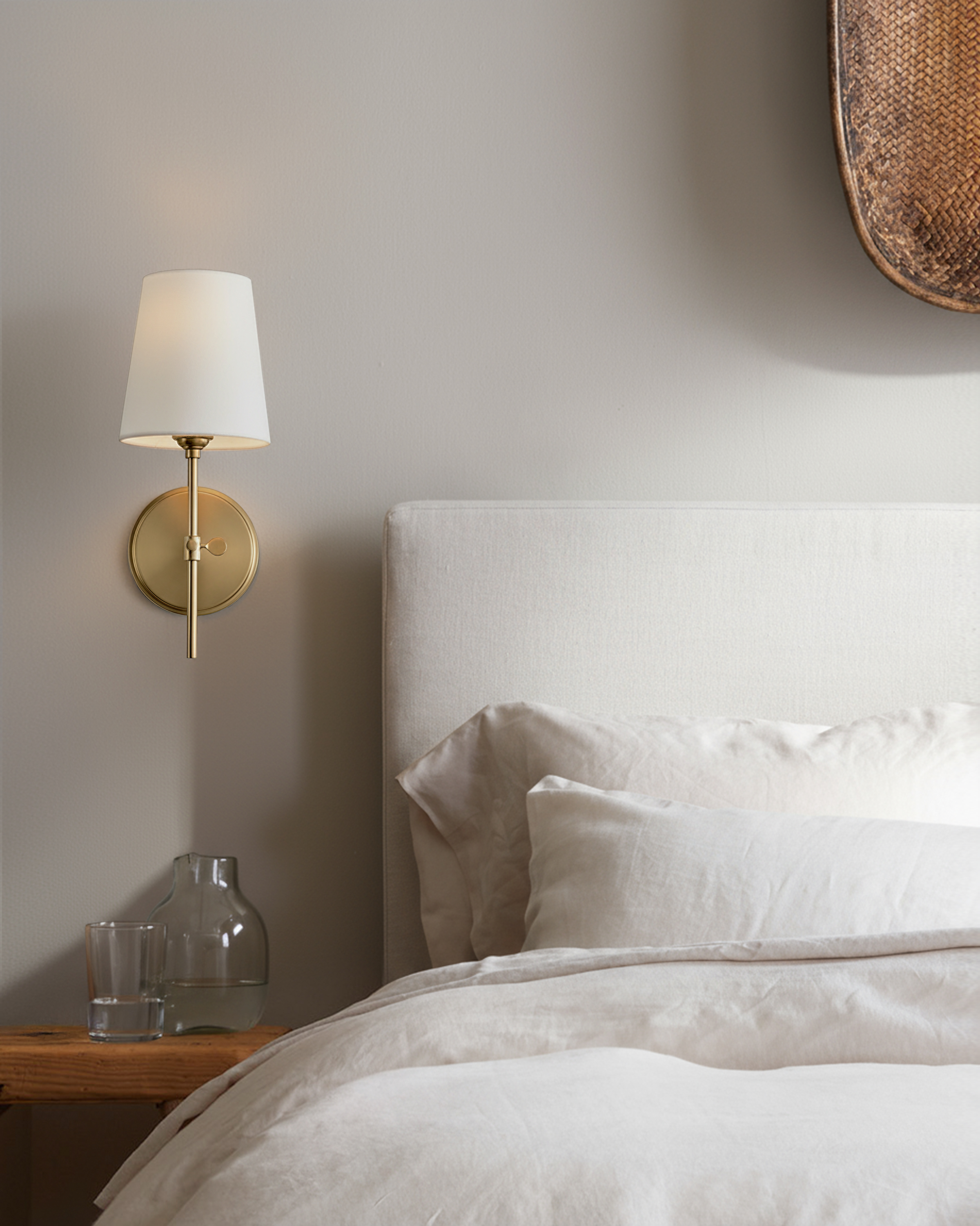 Linear Steel Sconce with Linen Shade - thumbnail 2