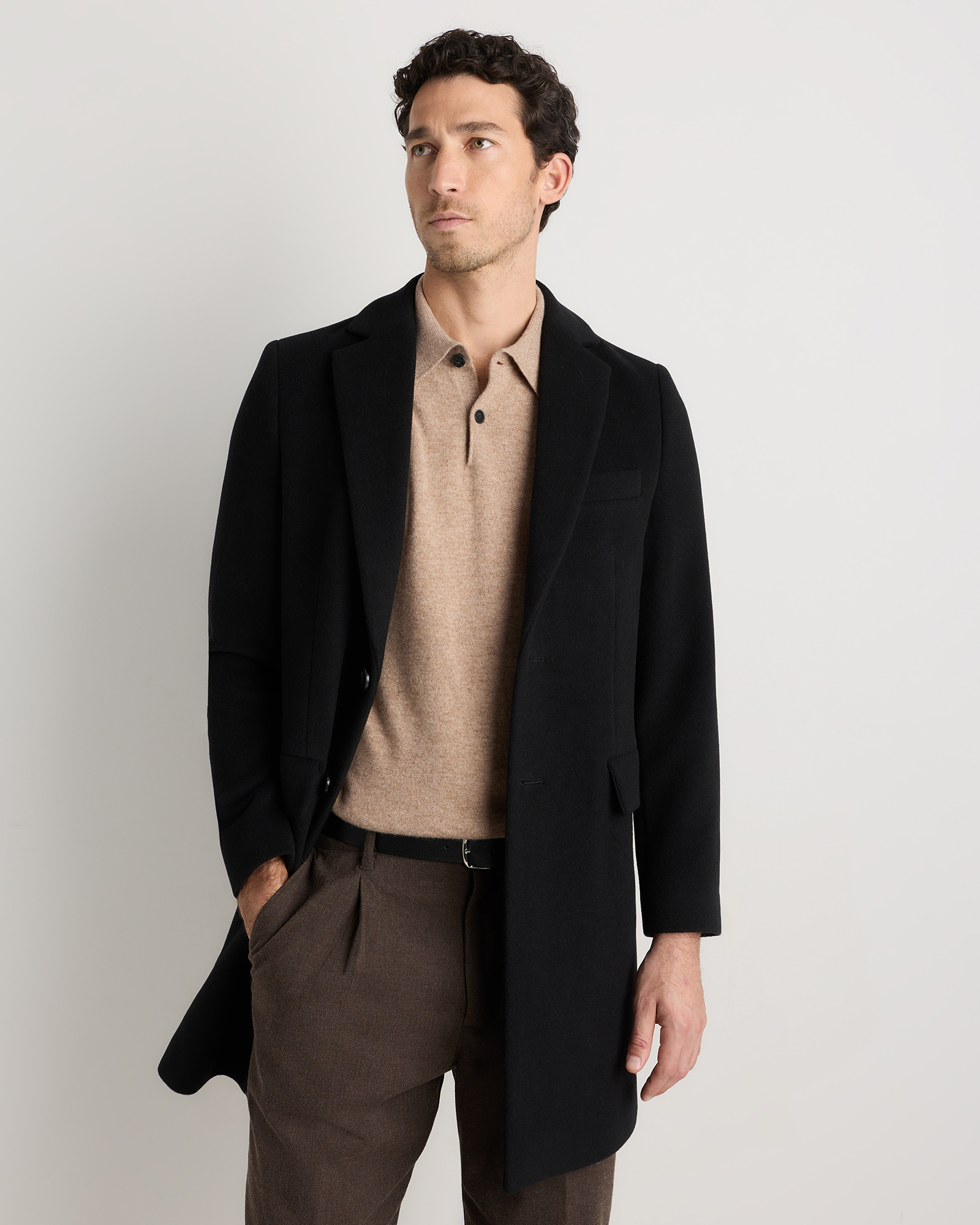 Black Wool Cashmere Overcoat
