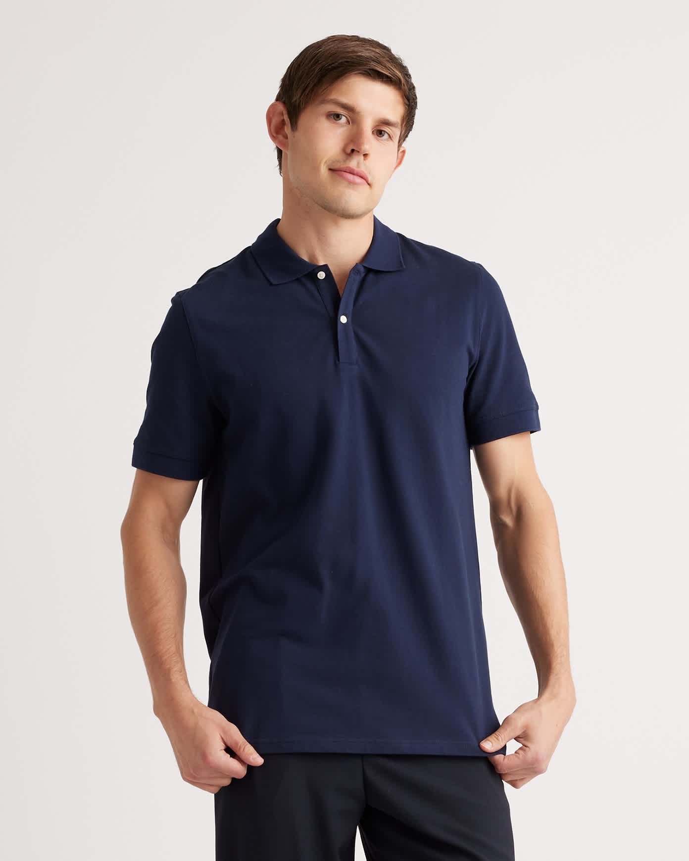 Organic Cotton Pique Polo in Navy