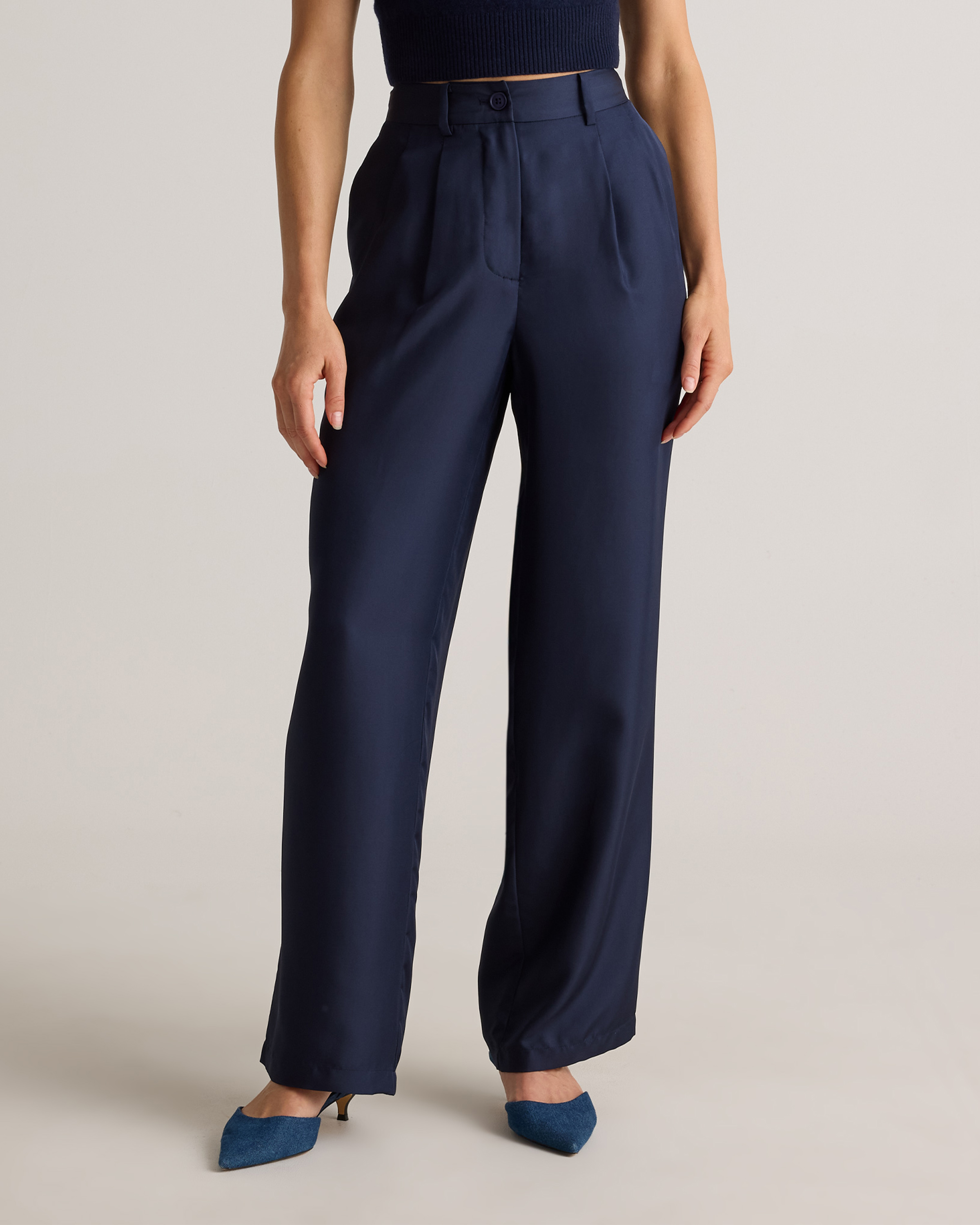 Quince Women's 100% Silk Twill Trouser In Deep Navy