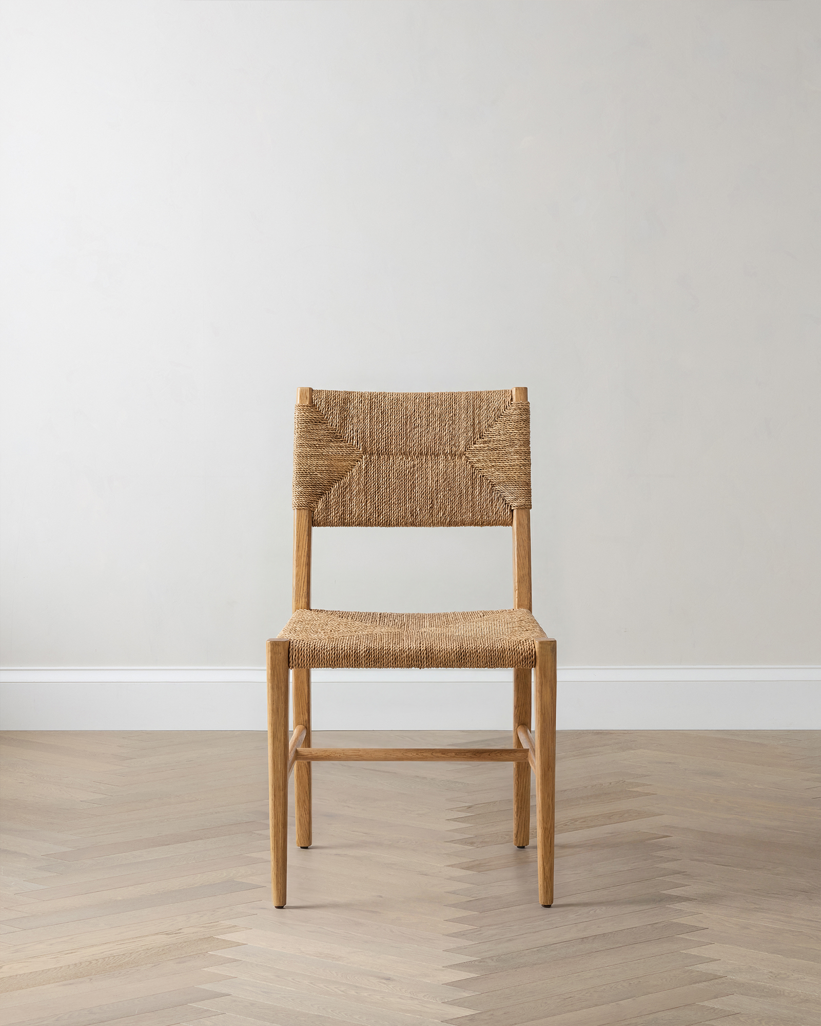 Golden Tan Woven Dining Chair with Solid Oak Frame (Set of 2)